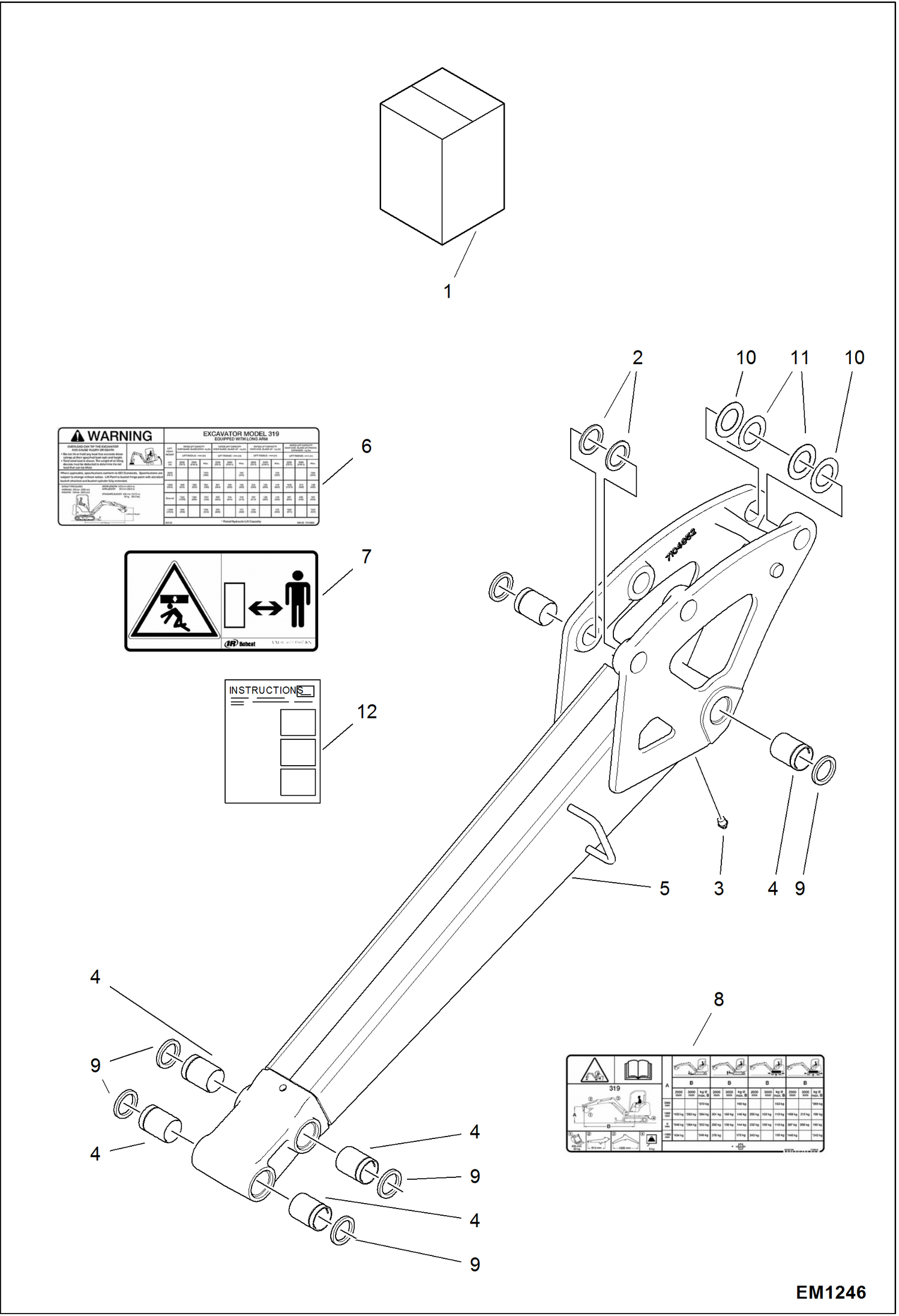 Схема запчастей Bobcat 319 - LONG ARM KIT ACCESSORIES & OPTIONS