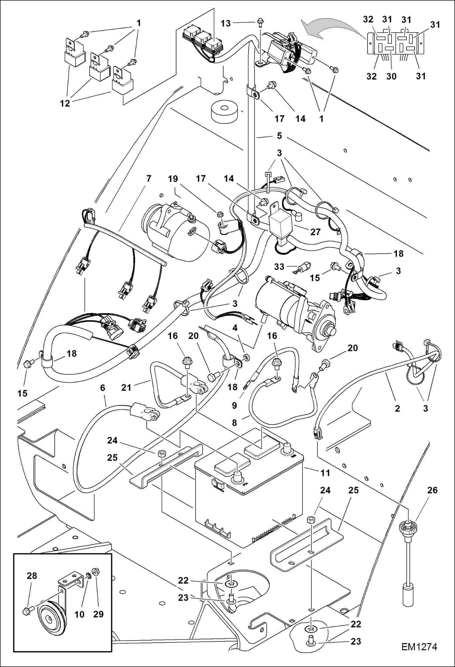 Схема запчастей Bobcat 321 - ELECTRICAL INSTALLATION ELECTRICAL SYSTEM