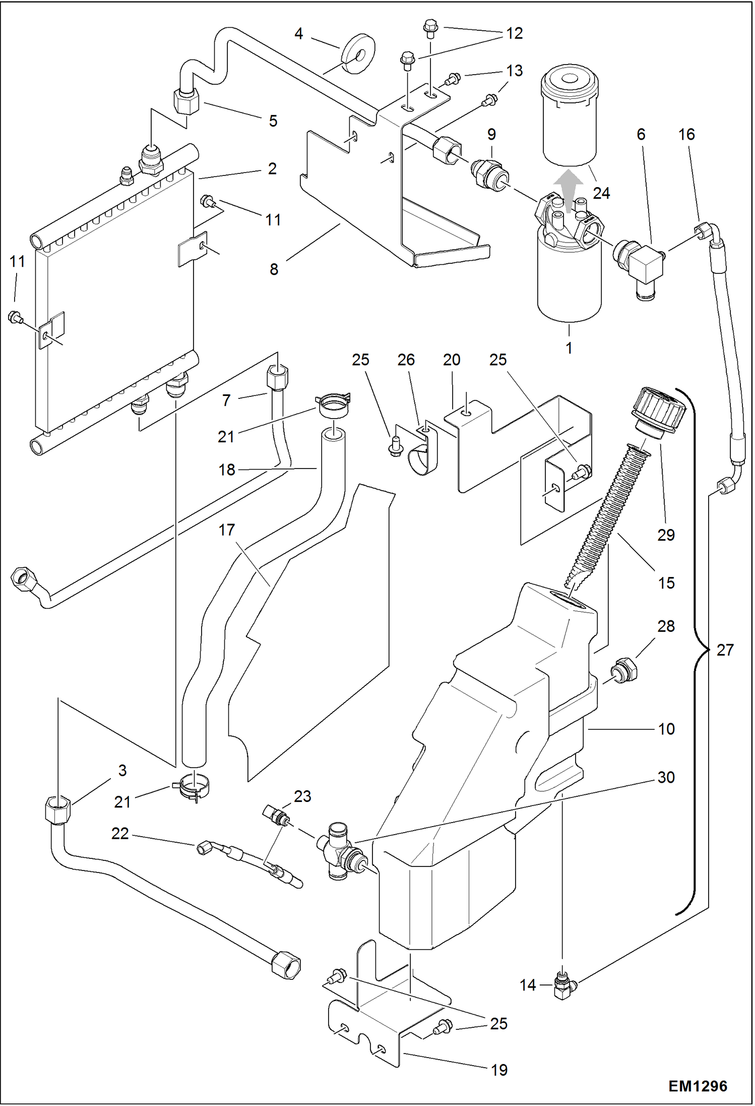 Схема запчастей Bobcat 321 - HYDRAULIC CIRCUITRY (Cooler/Filter) HYDRAULIC SYSTEM