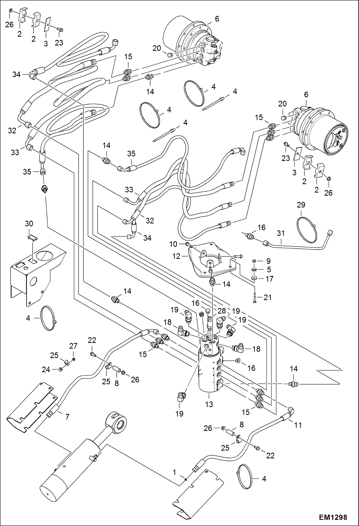 Схема запчастей Bobcat 321 - HYDRAULIC CIRCUITRY (Lower Group) HYDRAULIC SYSTEM