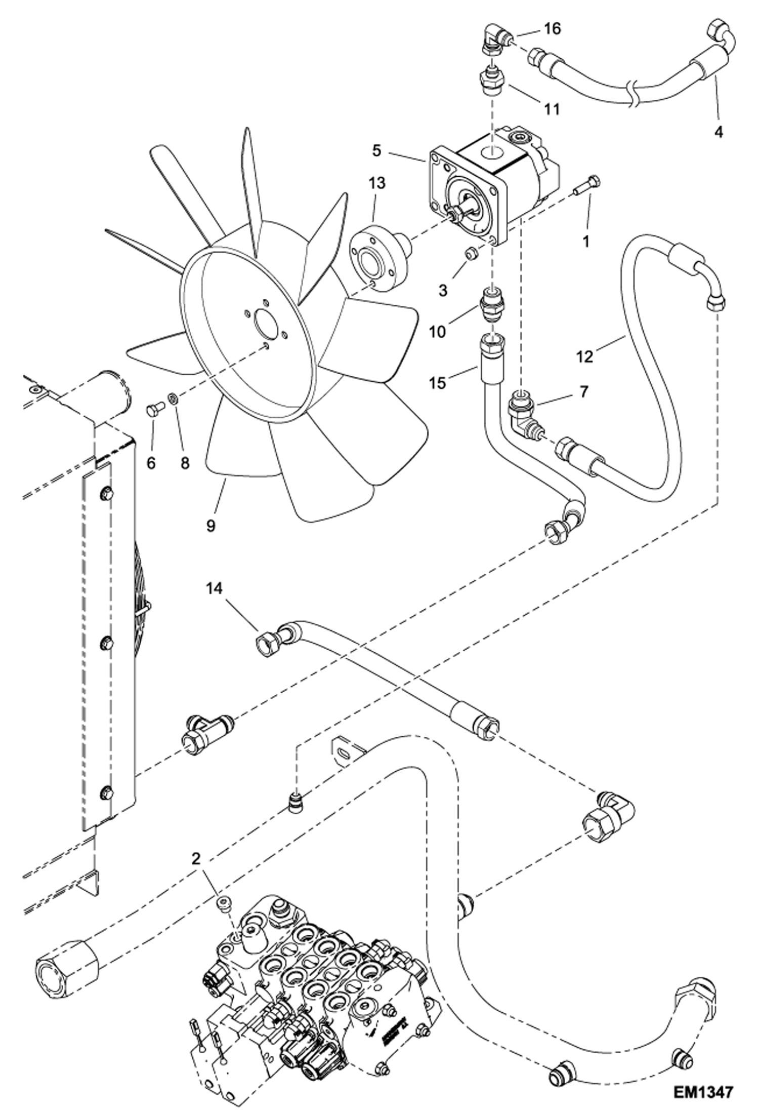 Схема запчастей Bobcat T2556 - COOLING FAN CIRCUIT (S/N A8FR11001 - 14999, A8G311001 - 14999) POWER UNIT