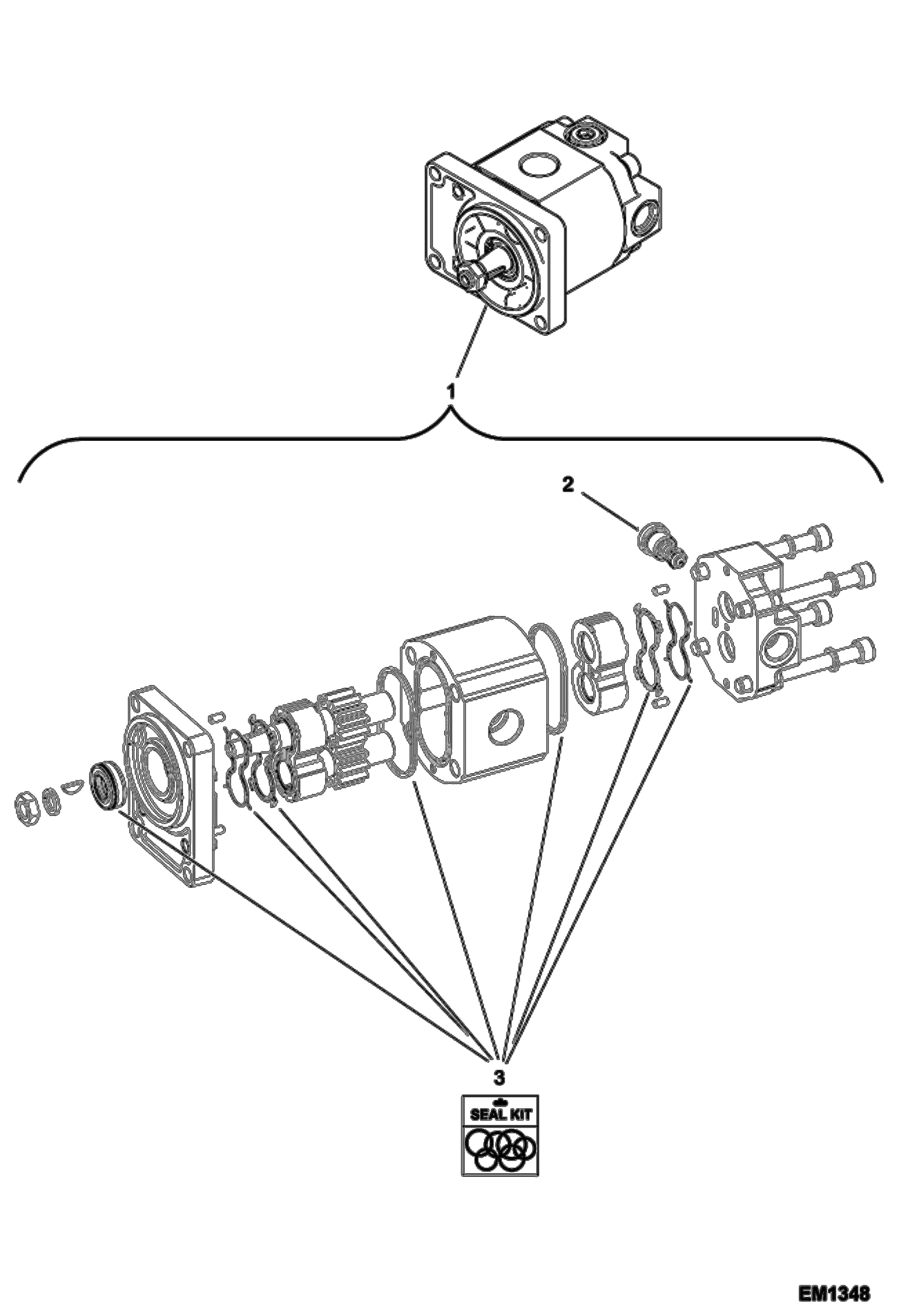 Схема запчастей Bobcat V518 - HYDRAULIC FAN MOTOR (1 speed) HYDRAULIC SYSTEM