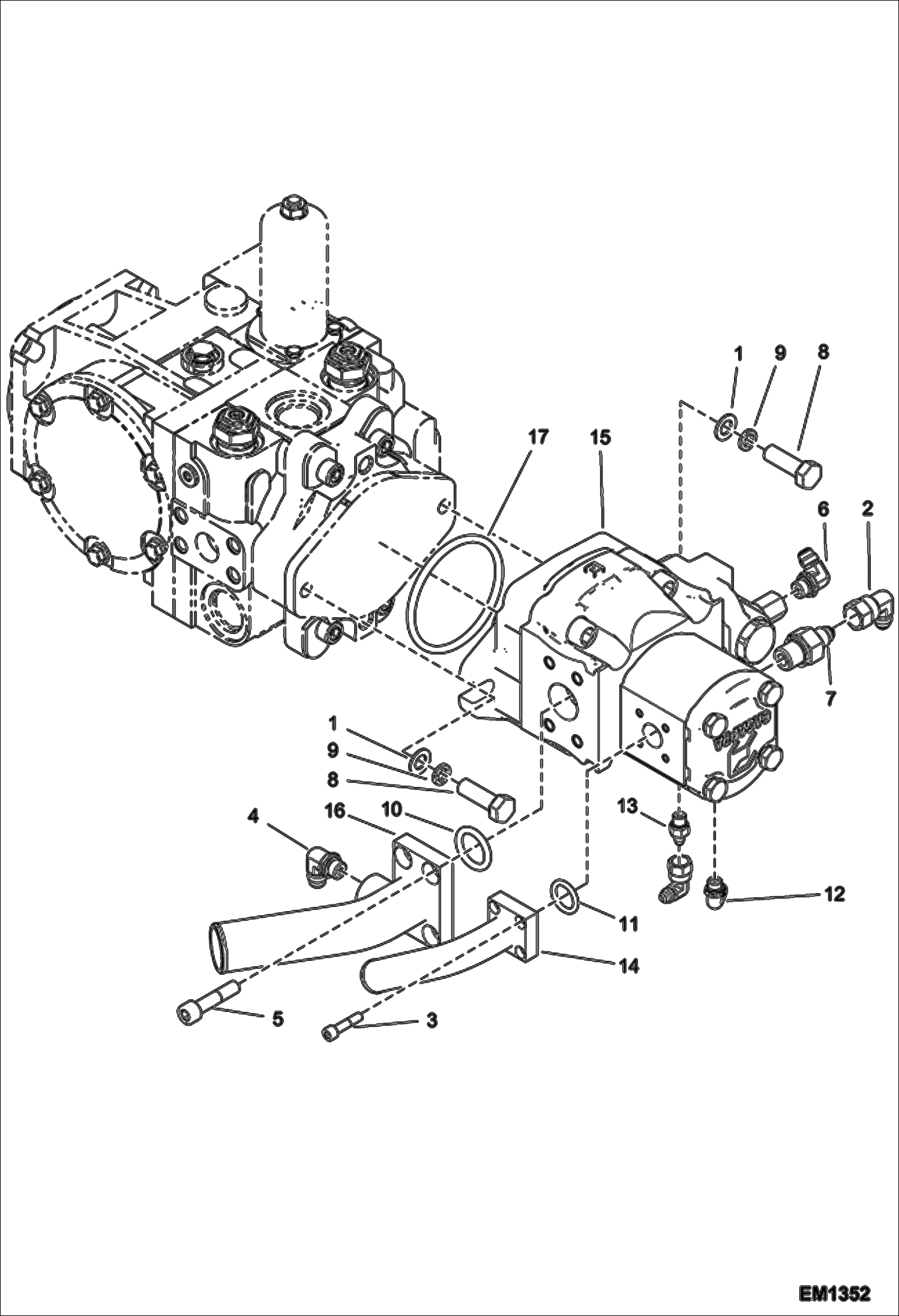 Схема запчастей Bobcat V518 - HYDRAULIC PUMP INSTALLATION HYDRAULIC SYSTEM