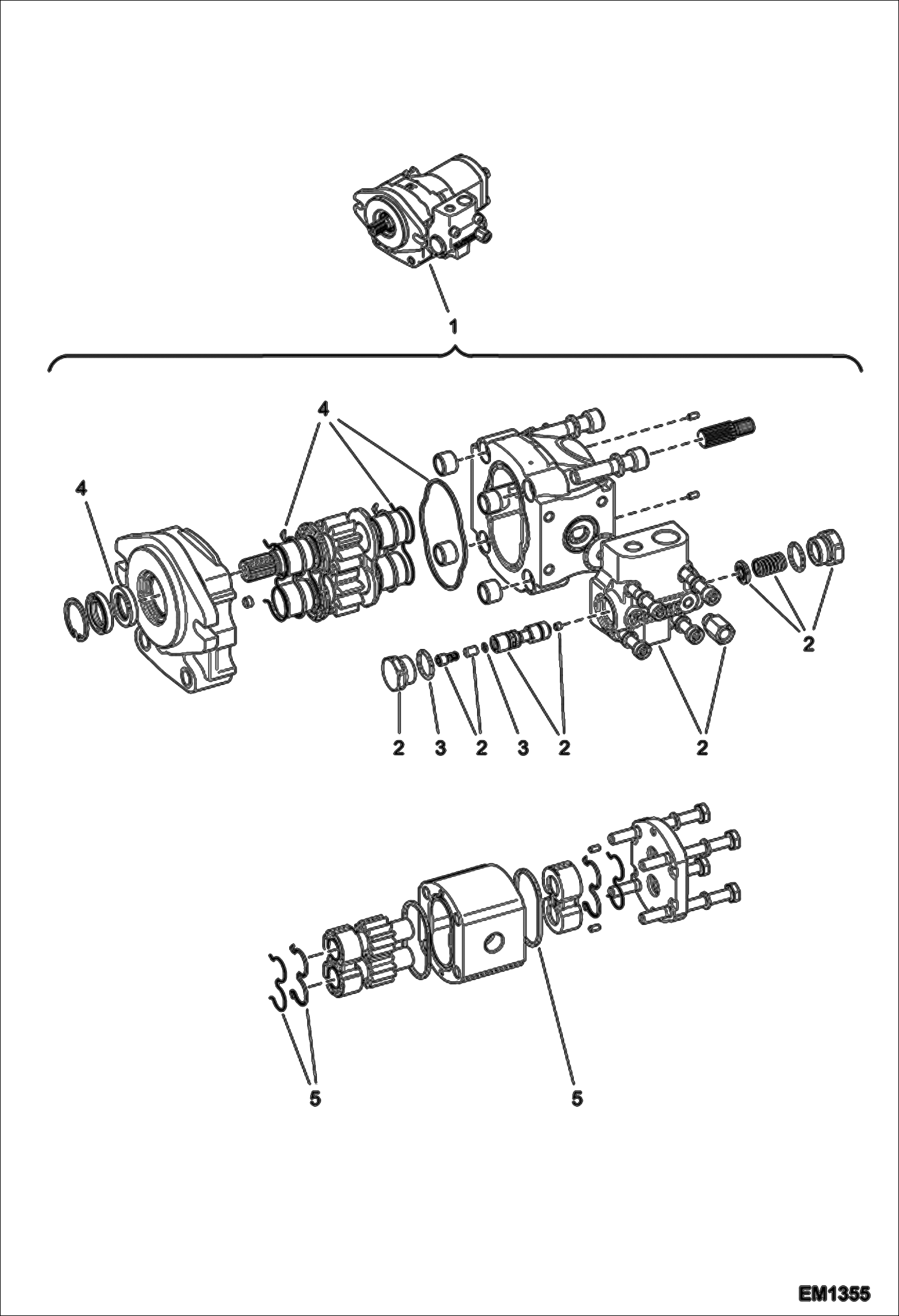 Схема запчастей Bobcat V518 - HYDRAULIC PUMP ASSY HYDRAULIC SYSTEM