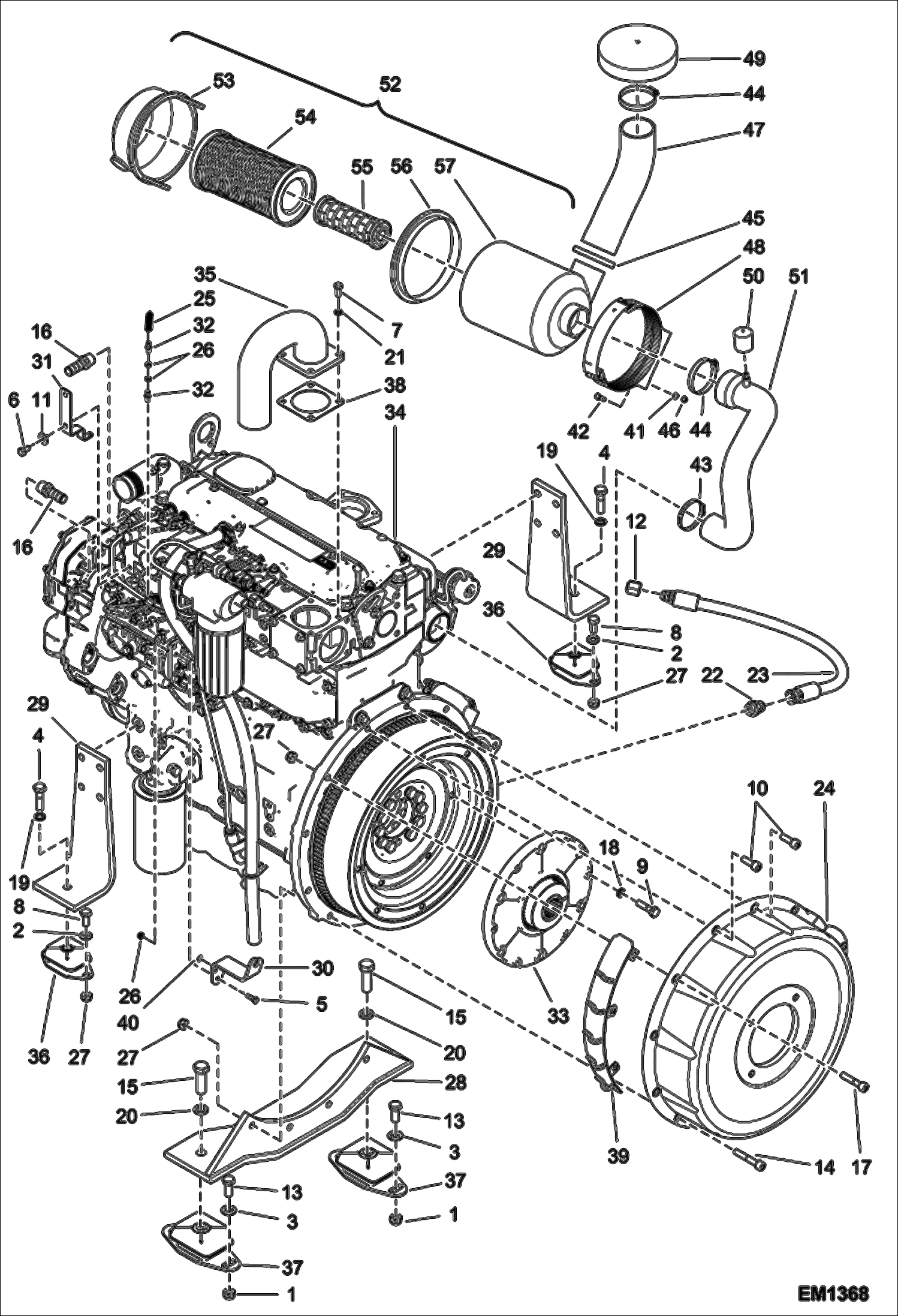 Схема запчастей Bobcat T2556 - ENGINE INSTALLATION POWER UNIT