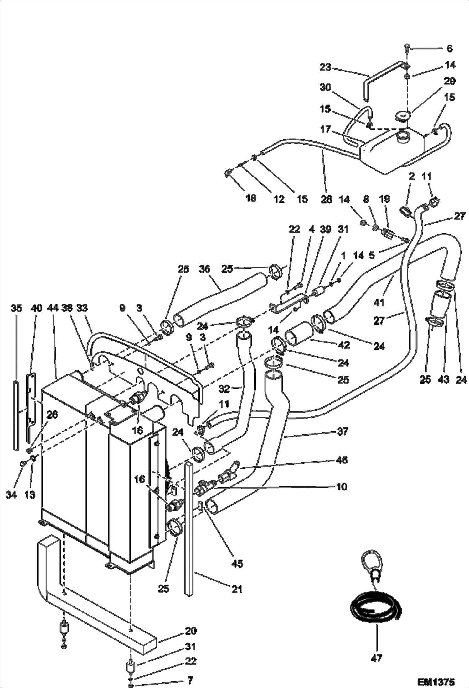 Схема запчастей Bobcat T2556 - COOLING SYSTEM INSTALLATION (S/N A8FR11001 - 12119, A8G311001-12093) POWER UNIT