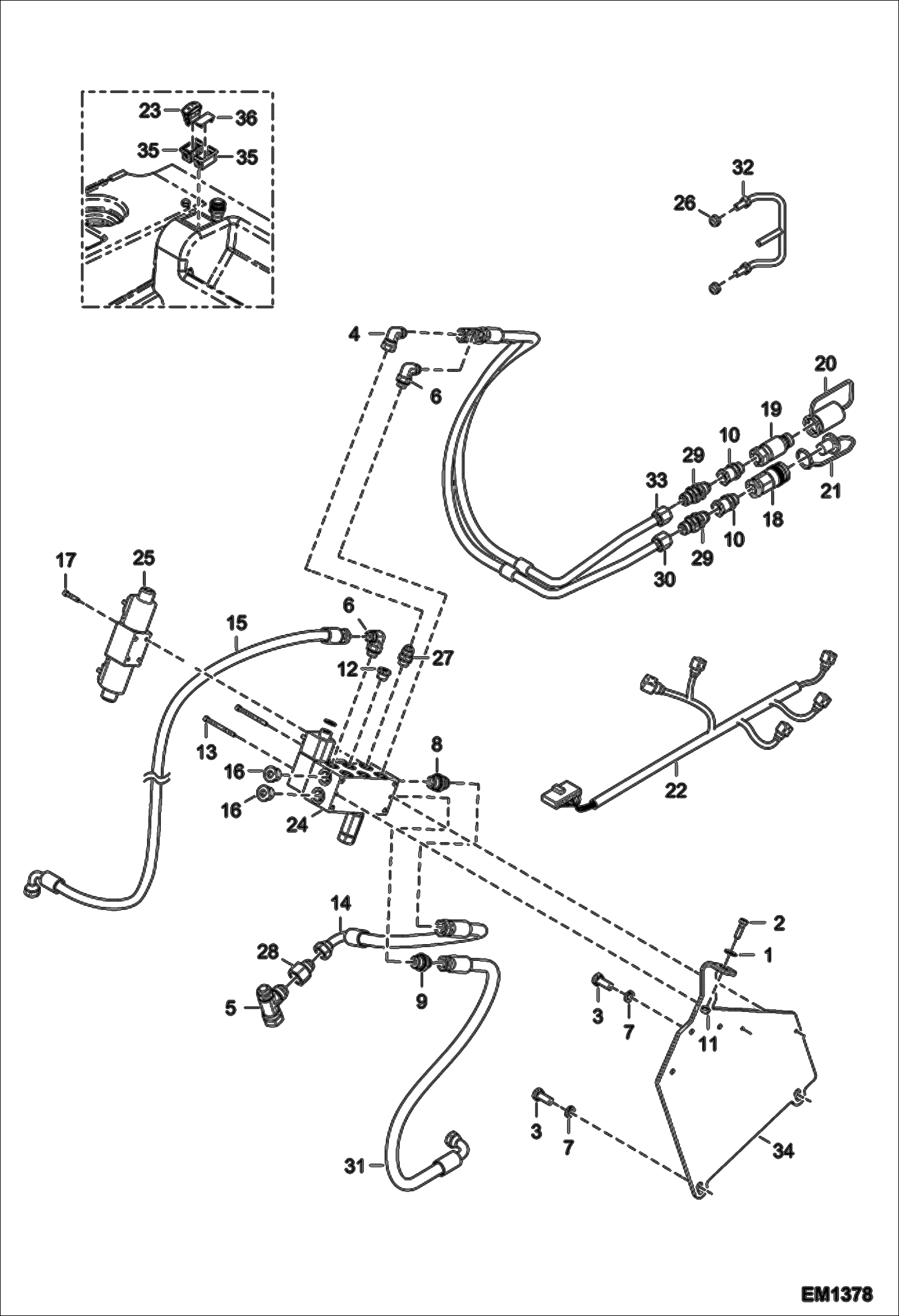 Схема запчастей Bobcat V518 - REAR AUXILIARY HYDRAULICS (S/N A8G811001 - 13001, A8G911001 - 13001) ACCESSORIES & OPTIONS