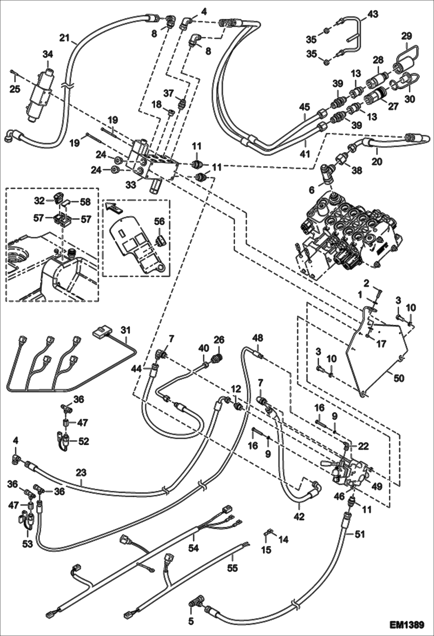 Схема запчастей Bobcat T2556 - REAR AUXILIARY HYDRAULICS & TRAILER BRAKE (Italy Version) (S/N A8FR11001 - 13003, A8G311001 - 13000) ACCESSORIES & OPTIONS