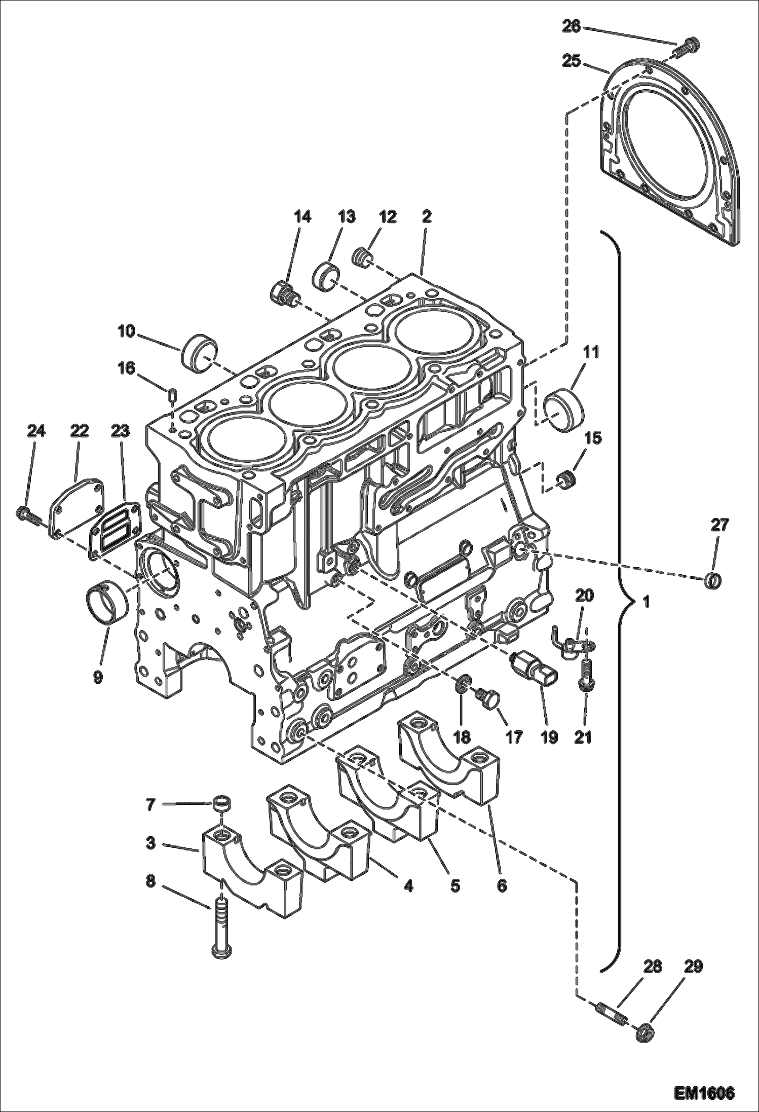 Схема запчастей Bobcat V518 - CYLINDER BLOCK POWER UNIT