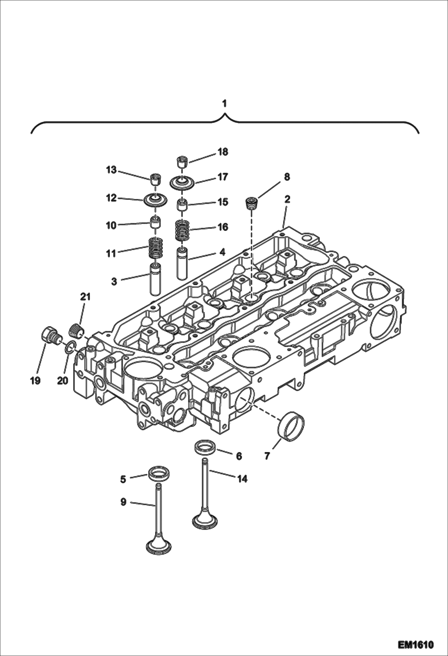 Схема запчастей Bobcat T2566 - CYLINDER HEAD ASSY POWER UNIT