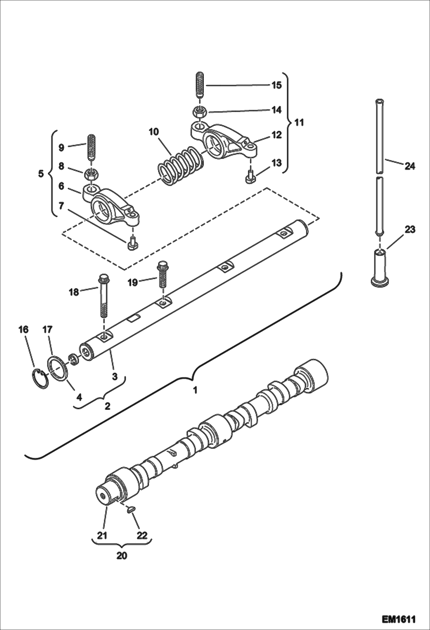 Схема запчастей Bobcat V518 - ROCKER SHAFT POWER UNIT