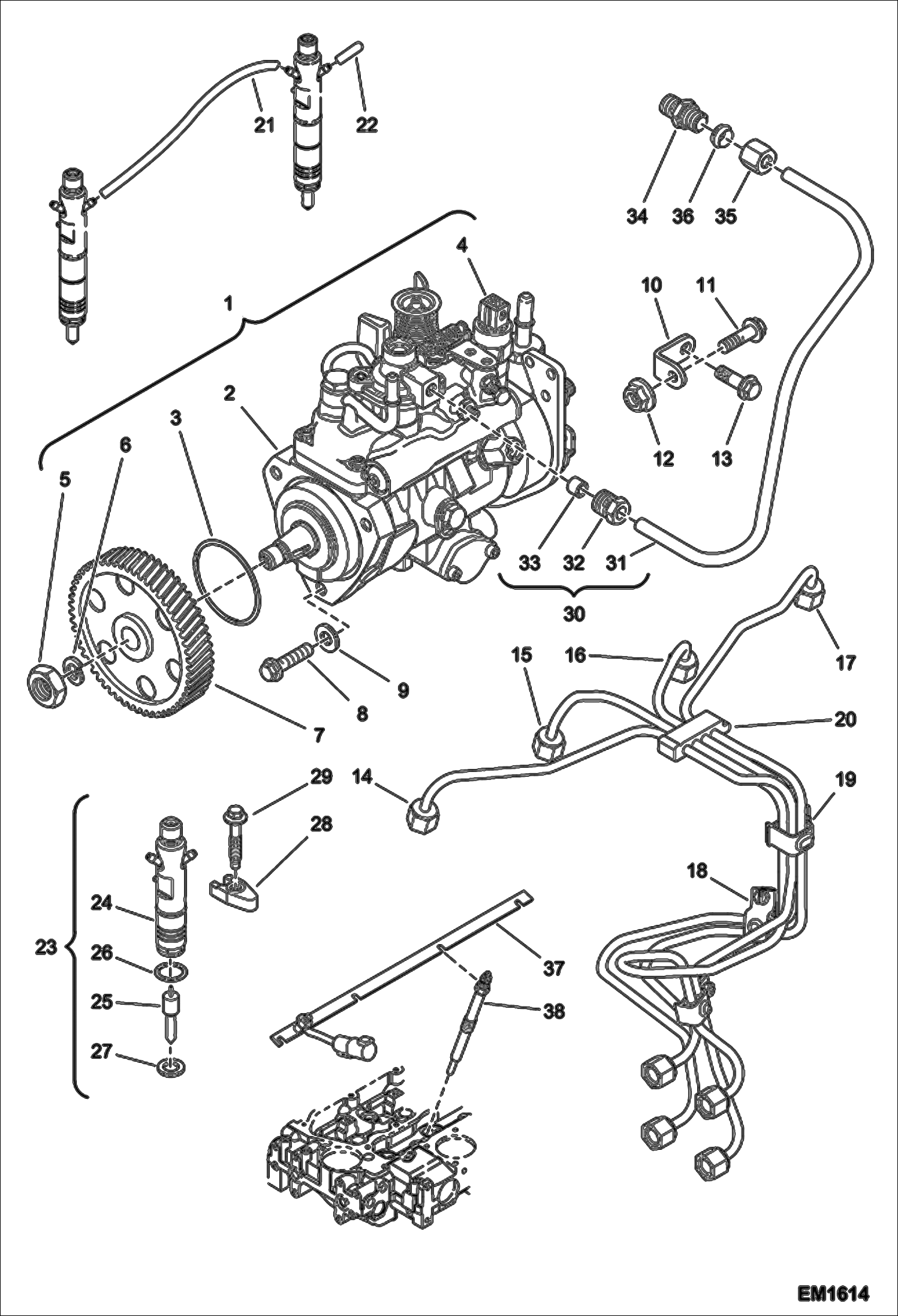 Схема запчастей Bobcat V518 - FUEL INJECTION EQUIPMENT POWER UNIT