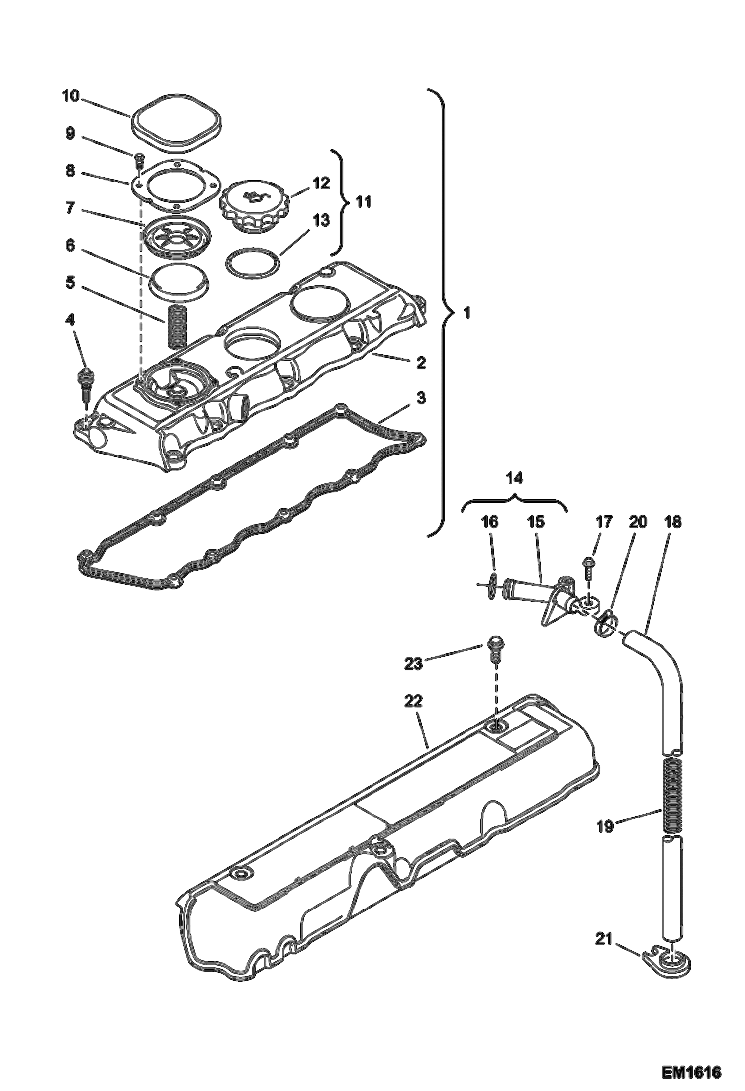 Схема запчастей Bobcat T2566 - CYLINDER HEAD COVER POWER UNIT