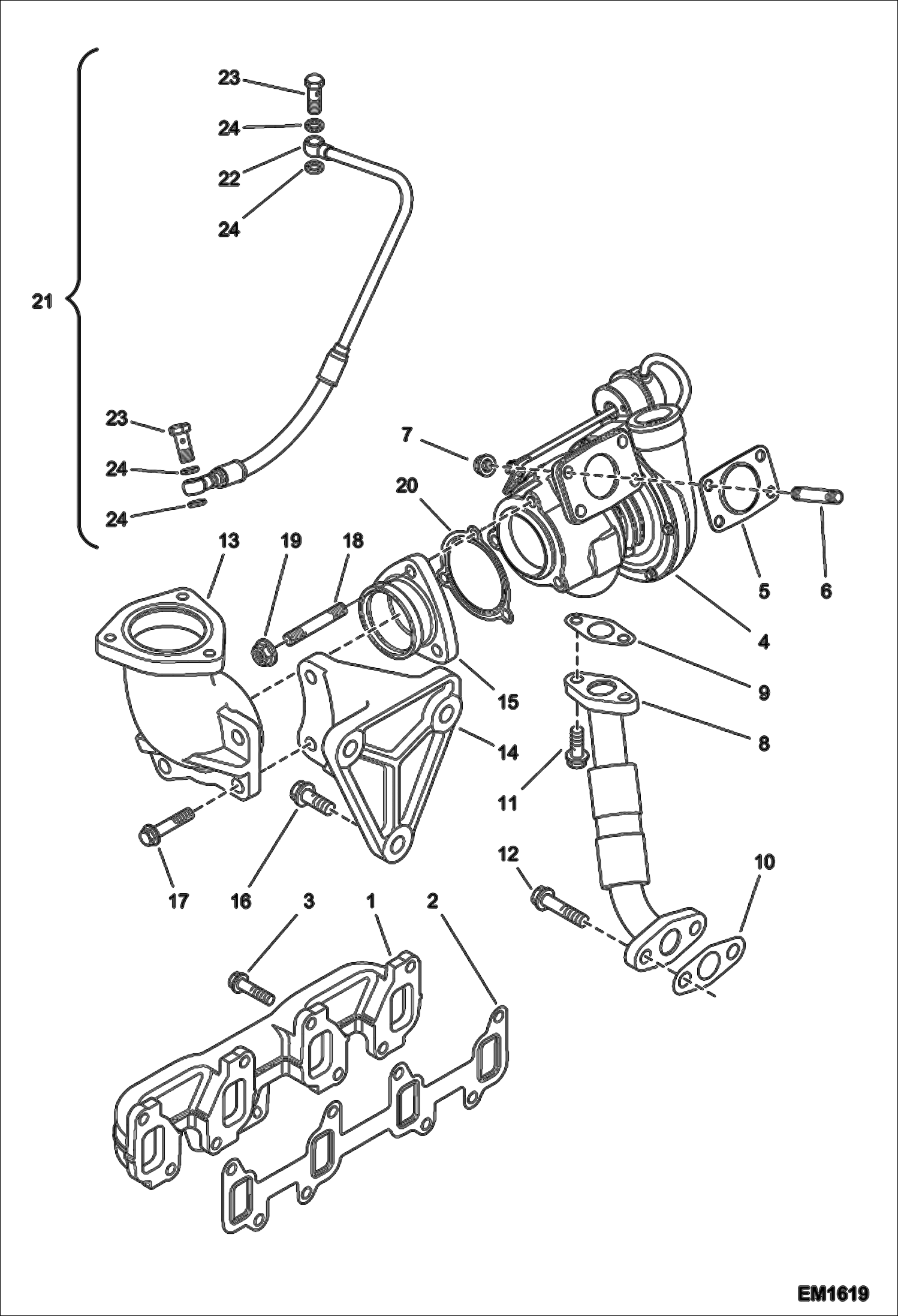 Схема запчастей Bobcat V518 - TURBOCHARGER POWER UNIT