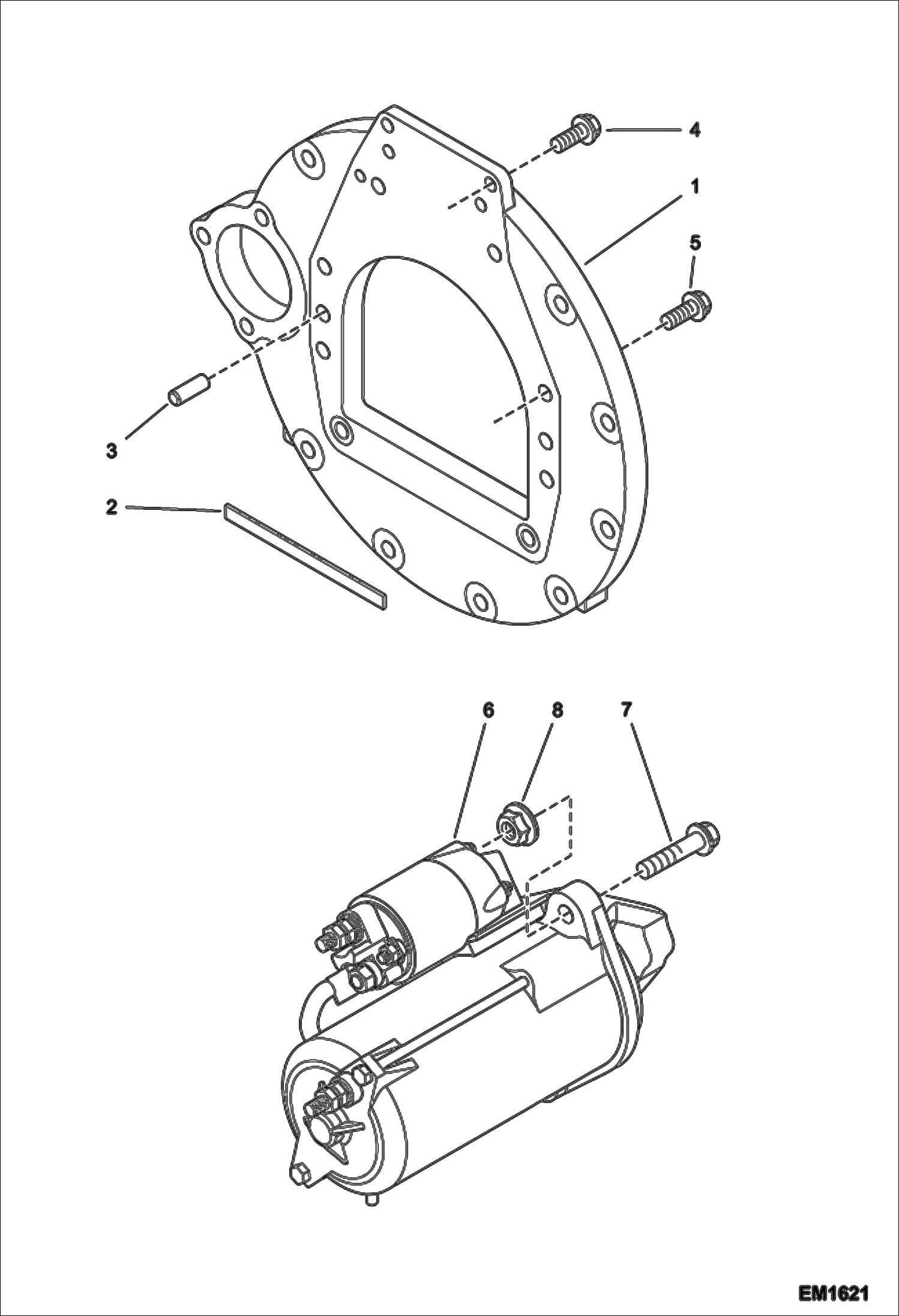 Схема запчастей Bobcat T2556 - FLYWHEEL HOUSING AND STARTER POWER UNIT