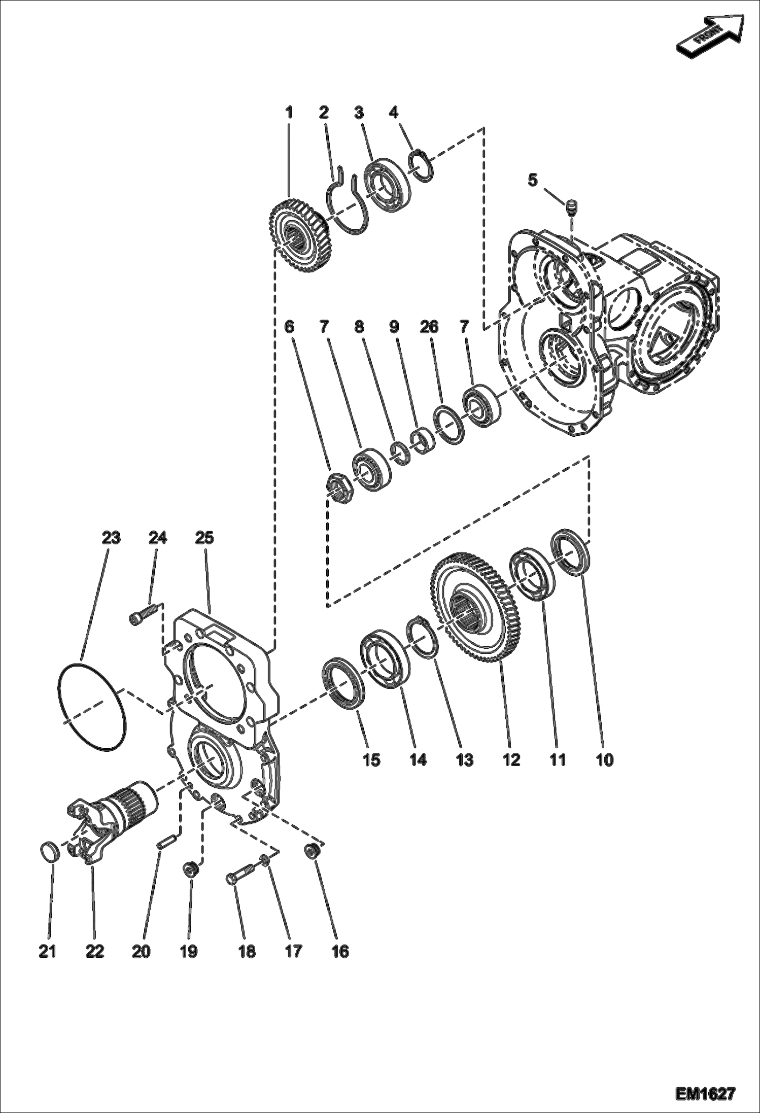 Схема запчастей Bobcat V518 - REDUCER BOX - FRONT AXLE DRIVE SYSTEM