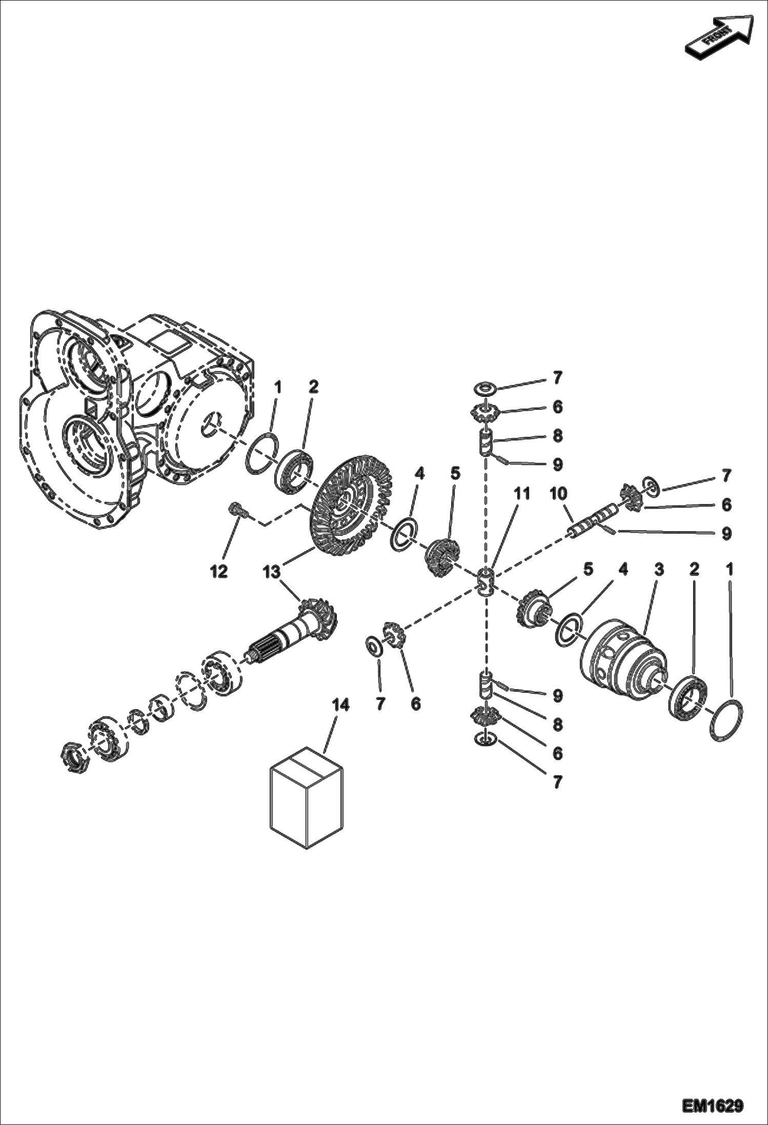 Схема запчастей Bobcat V518 - DIFFERENTIAL - FRONT AXLE DRIVE SYSTEM