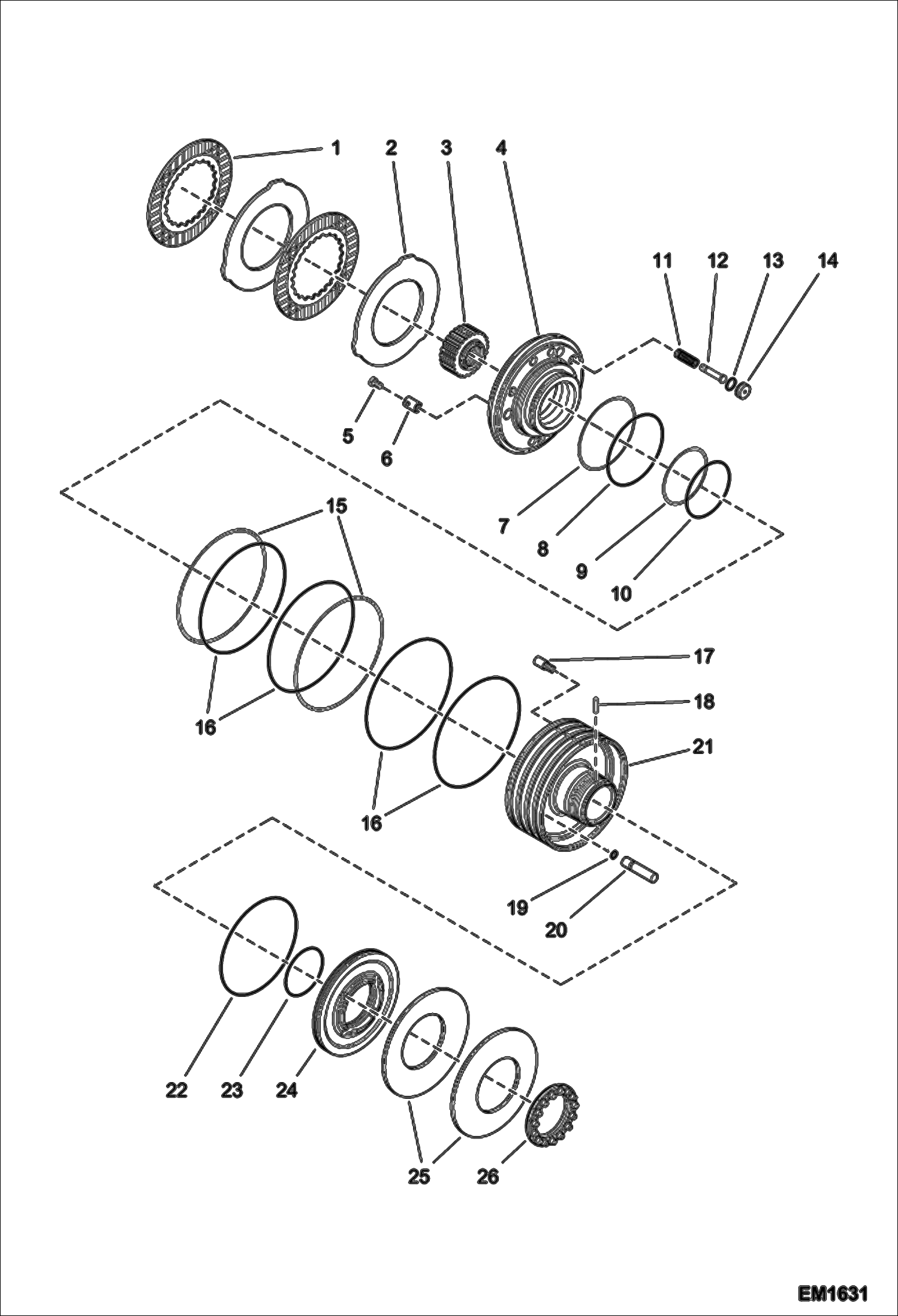 Схема запчастей Bobcat T2566 - BRAKES - FRONT AXLE DRIVE SYSTEM