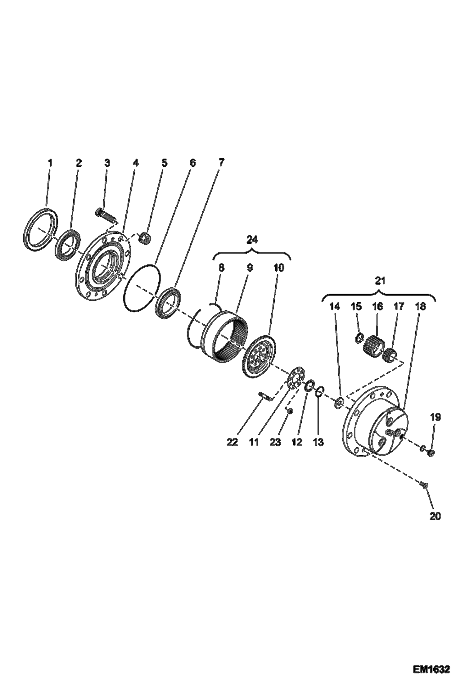 Схема запчастей Bobcat T2566 - HUB REDUCTION - REAR AXLE DRIVE SYSTEM