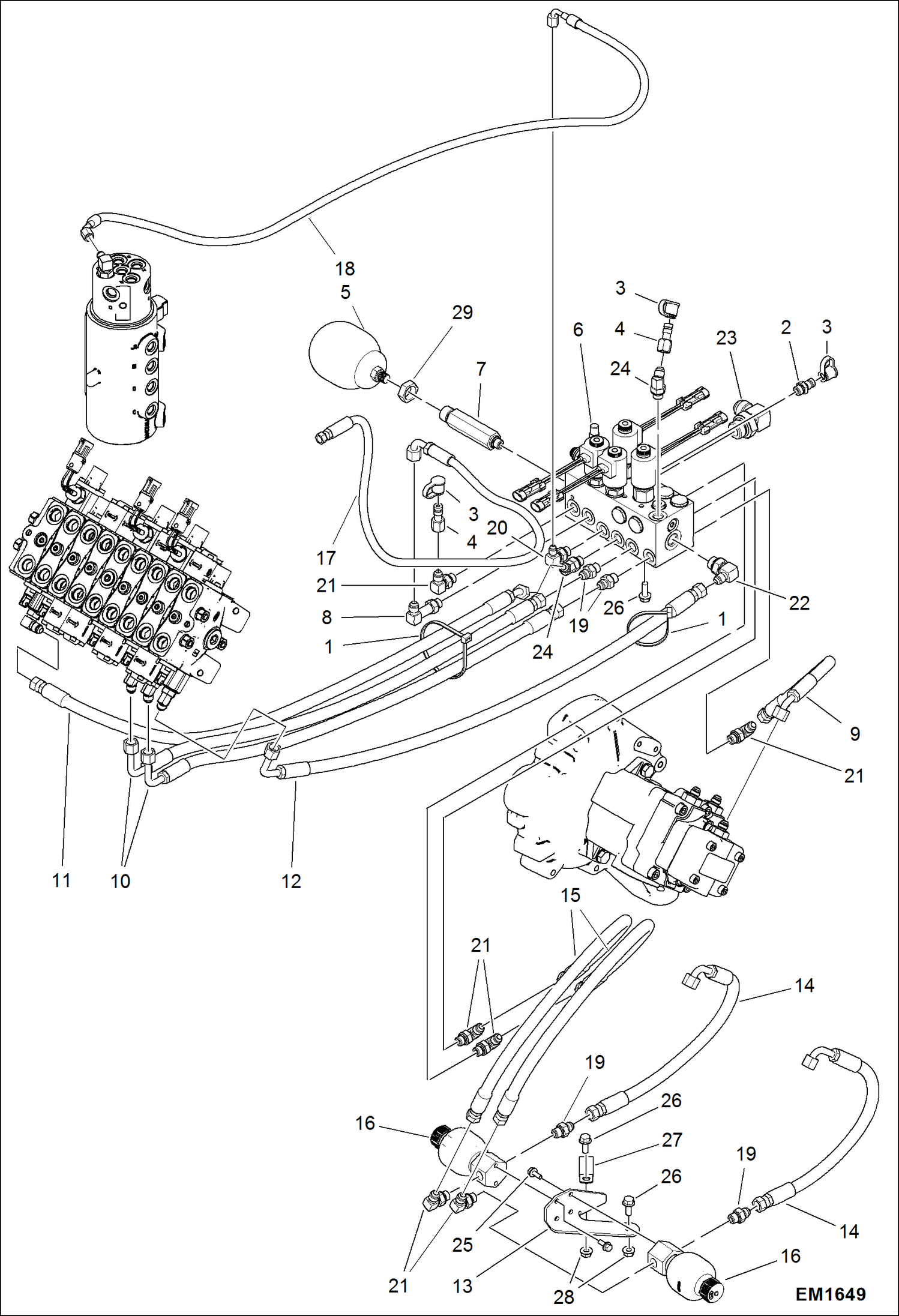 Схема запчастей Bobcat 321 - HYDRAULIC CIRCUITRY (Manifold Installation) HYDRAULIC SYSTEM