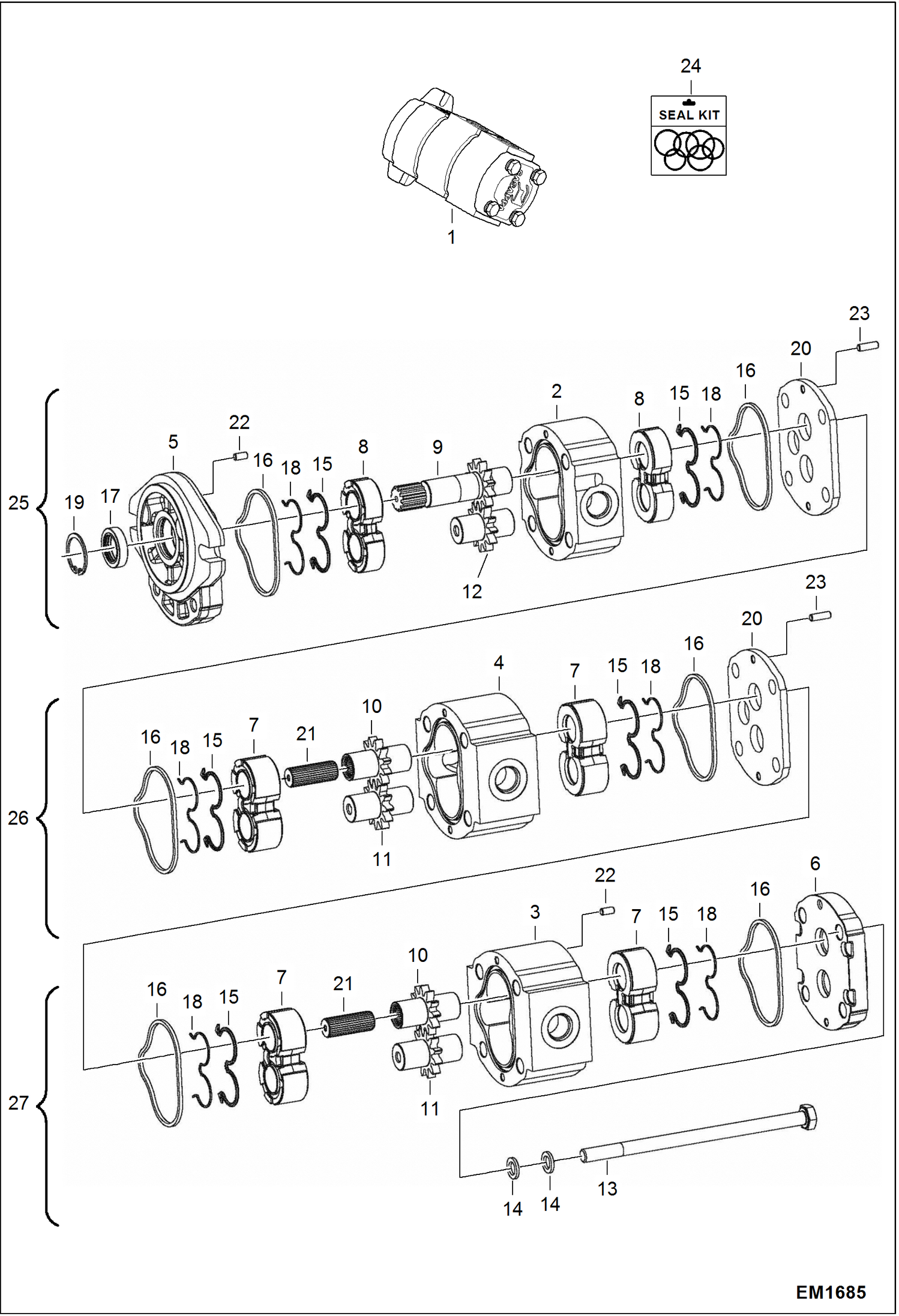 Схема запчастей Bobcat 319 - GEAR PUMP HYDRAULIC SYSTEM