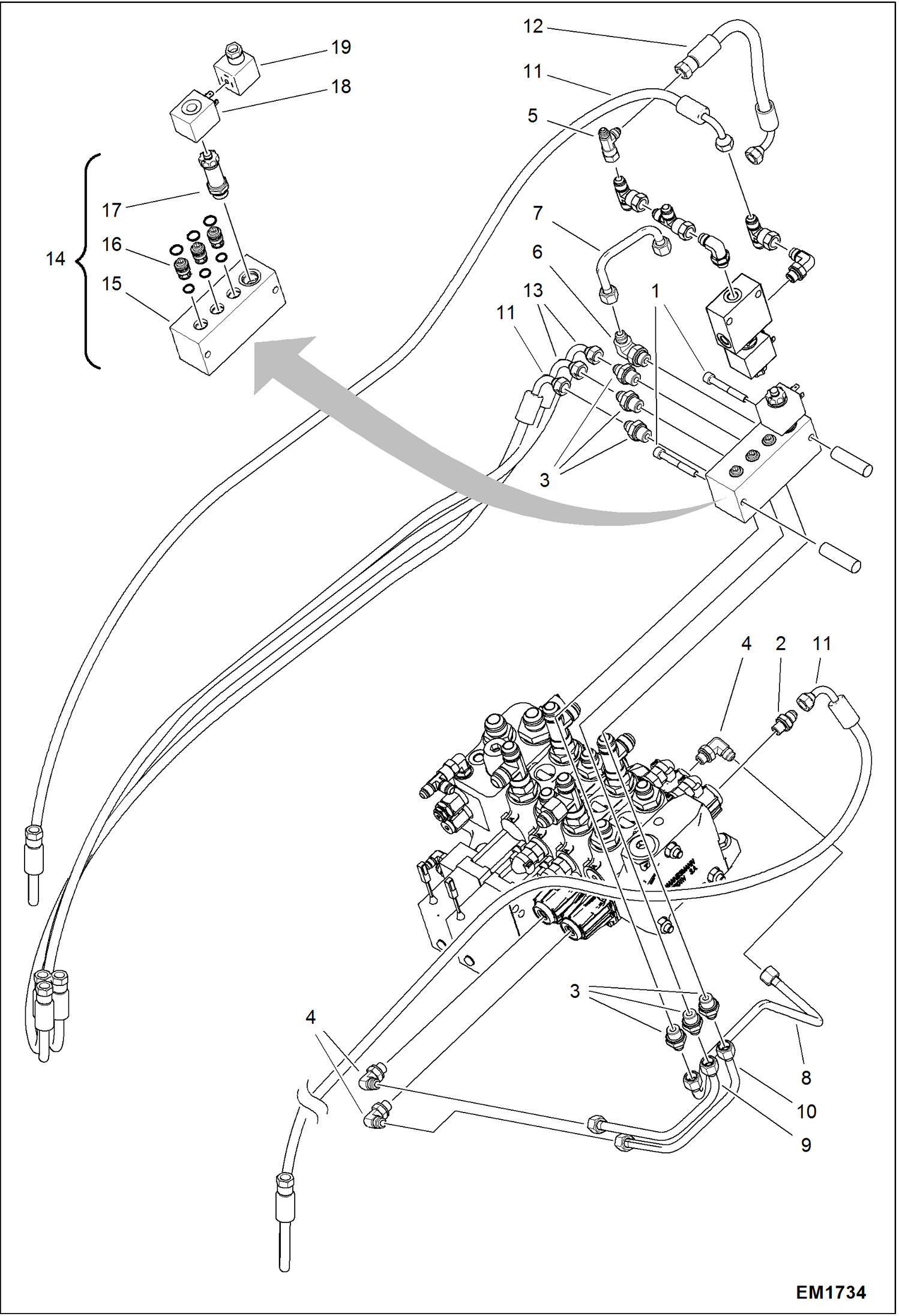 Схема запчастей Bobcat T2556 - AMA - INSTALLATION (S/N A8FR11001 - 14999, A8G311001 - 14999) HYDRAULIC SYSTEM