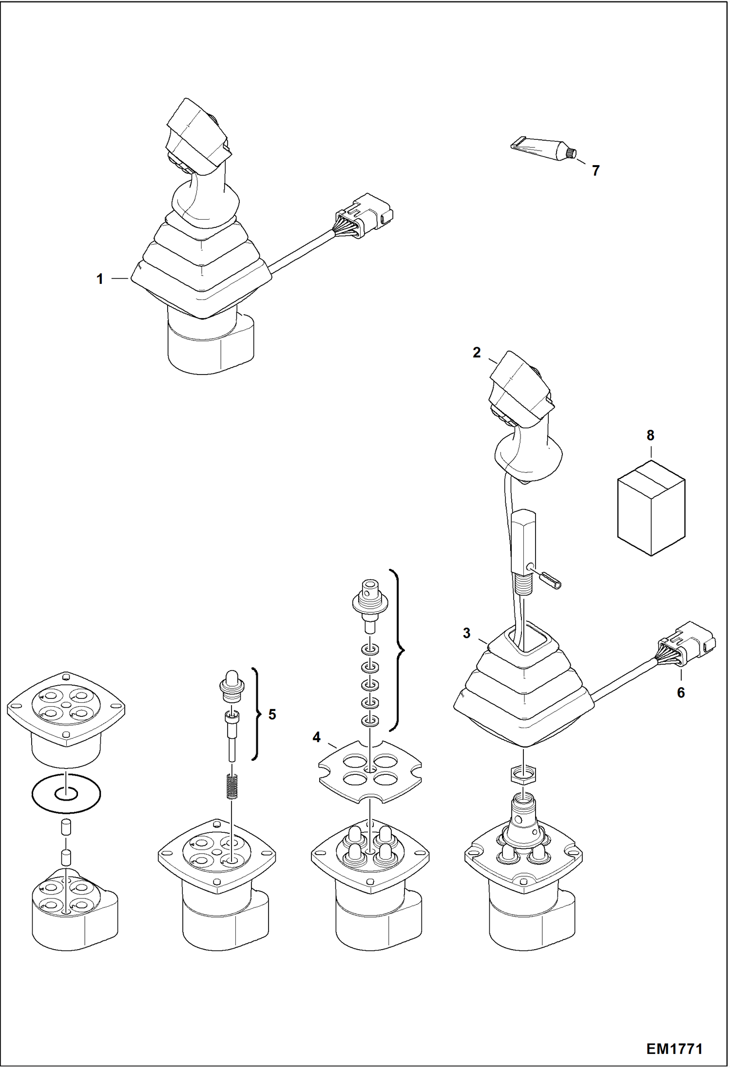 Схема запчастей Bobcat T2250 - JOYSTICK ELECTRICAL SYSTEM