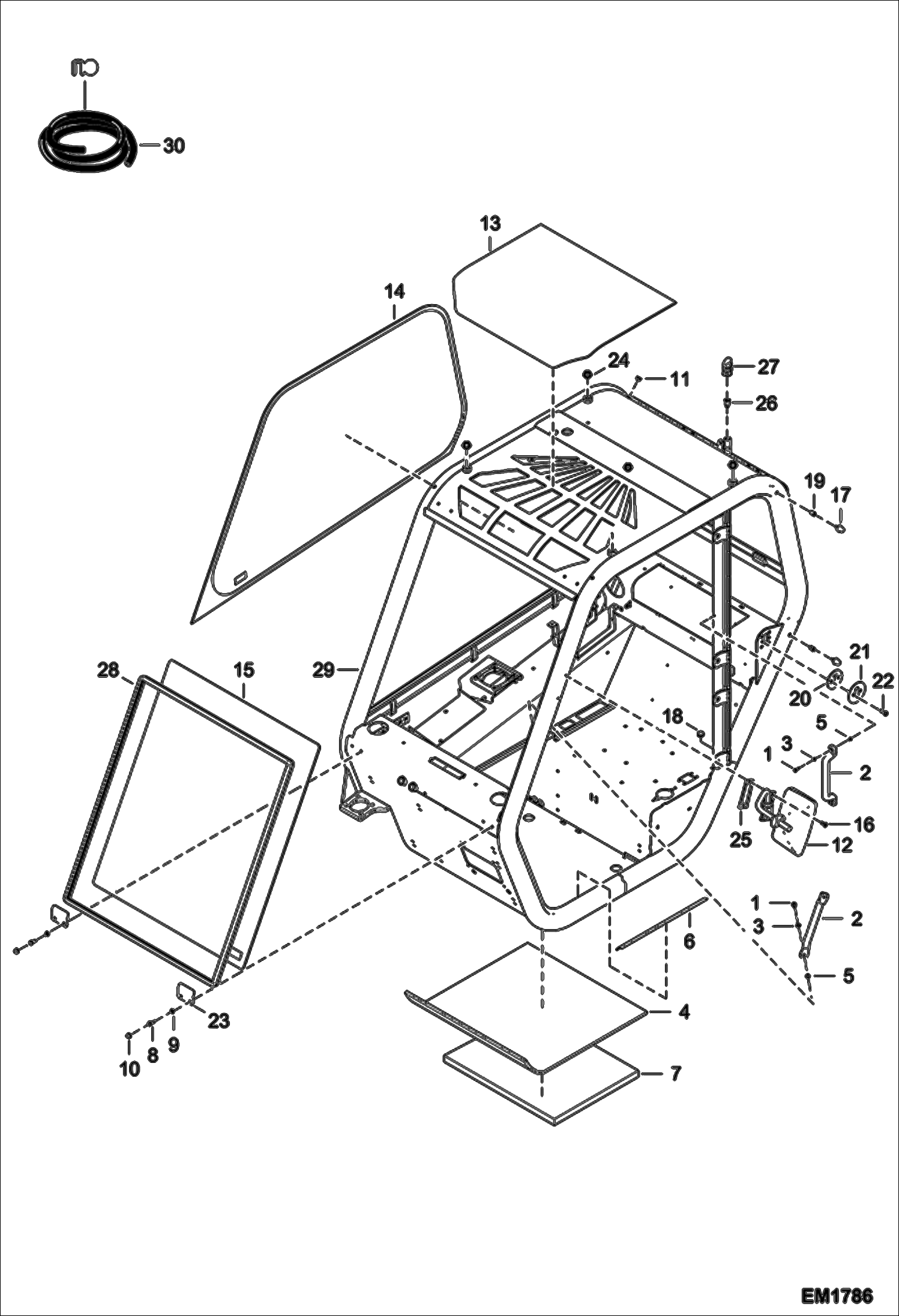 Схема запчастей Bobcat V518 - OPERATOR CAB (S/N A8G811001 & Above) MAIN FRAME