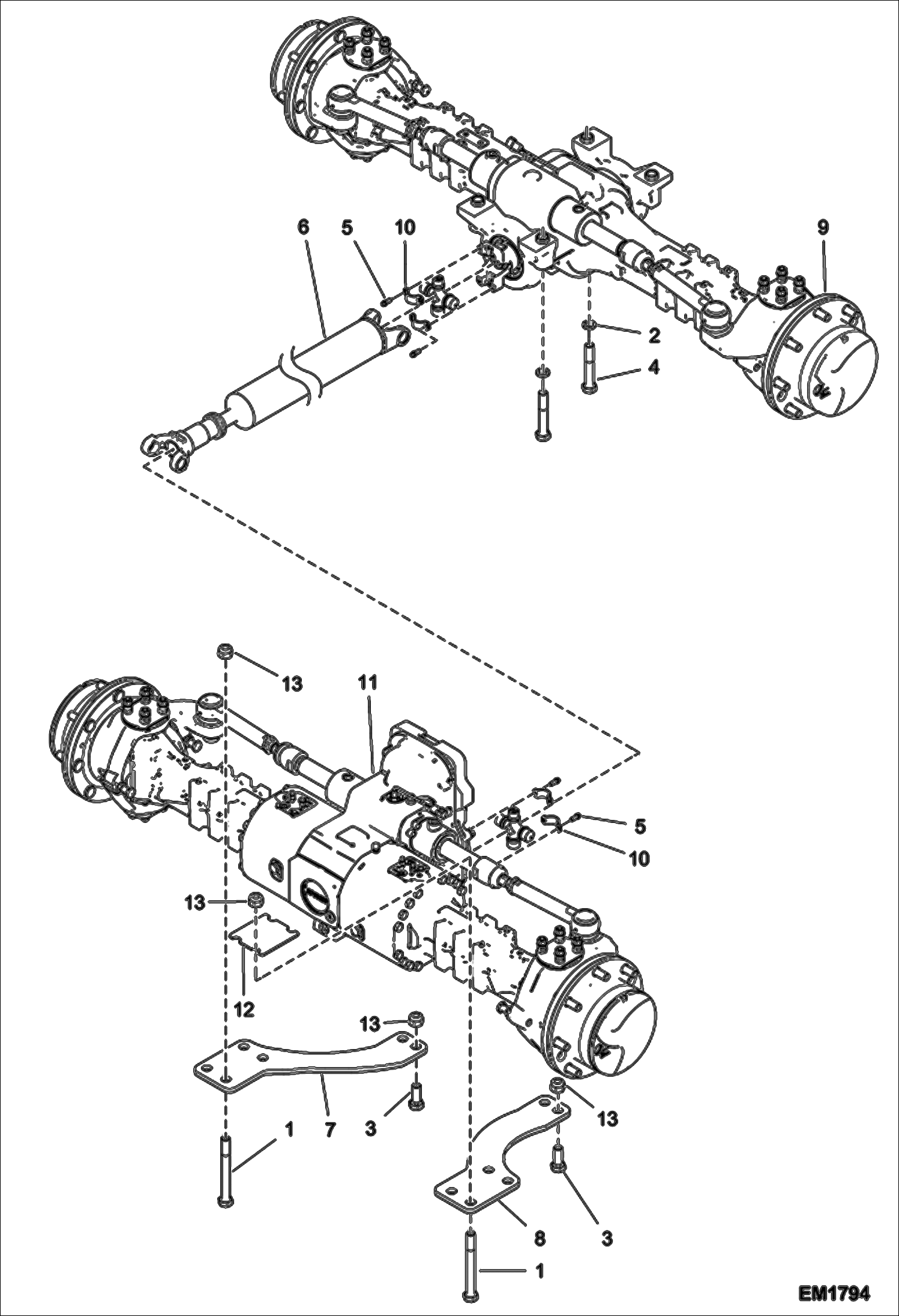 Схема запчастей Bobcat V518 - AXLE INSTALLATION DRIVE SYSTEM