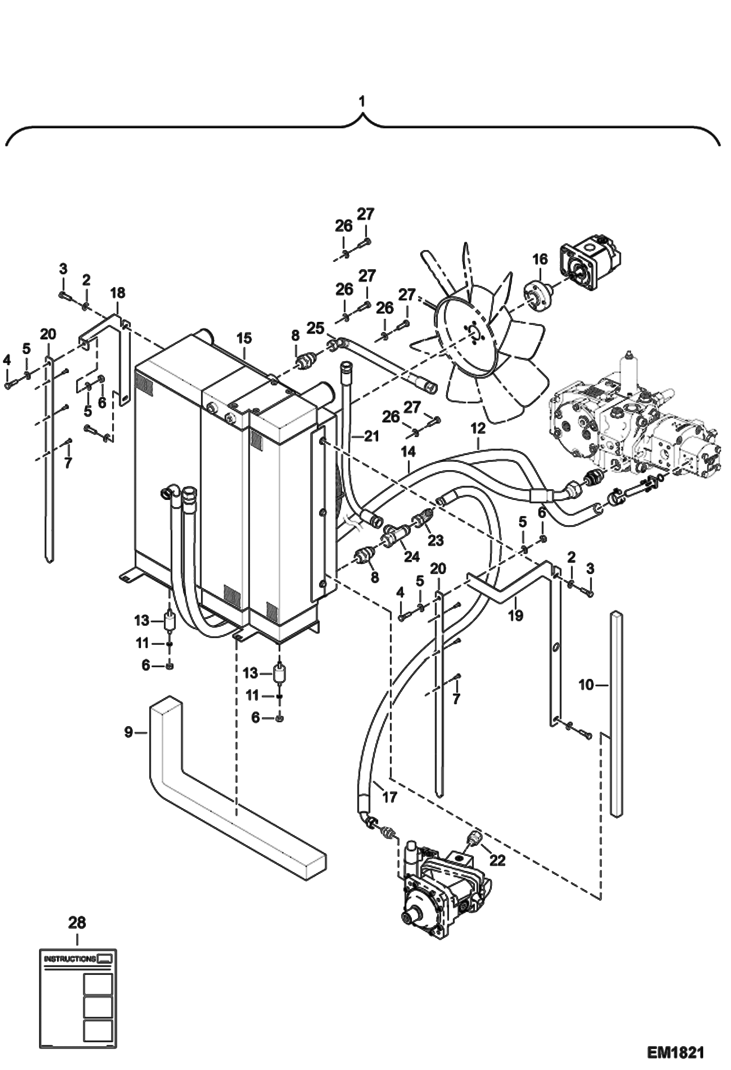 Схема запчастей Bobcat T2556 - EXTRA COOLING KIT (S/N A8FR11001 - 12119, A8G311001 - 12093) ACCESSORIES & OPTIONS