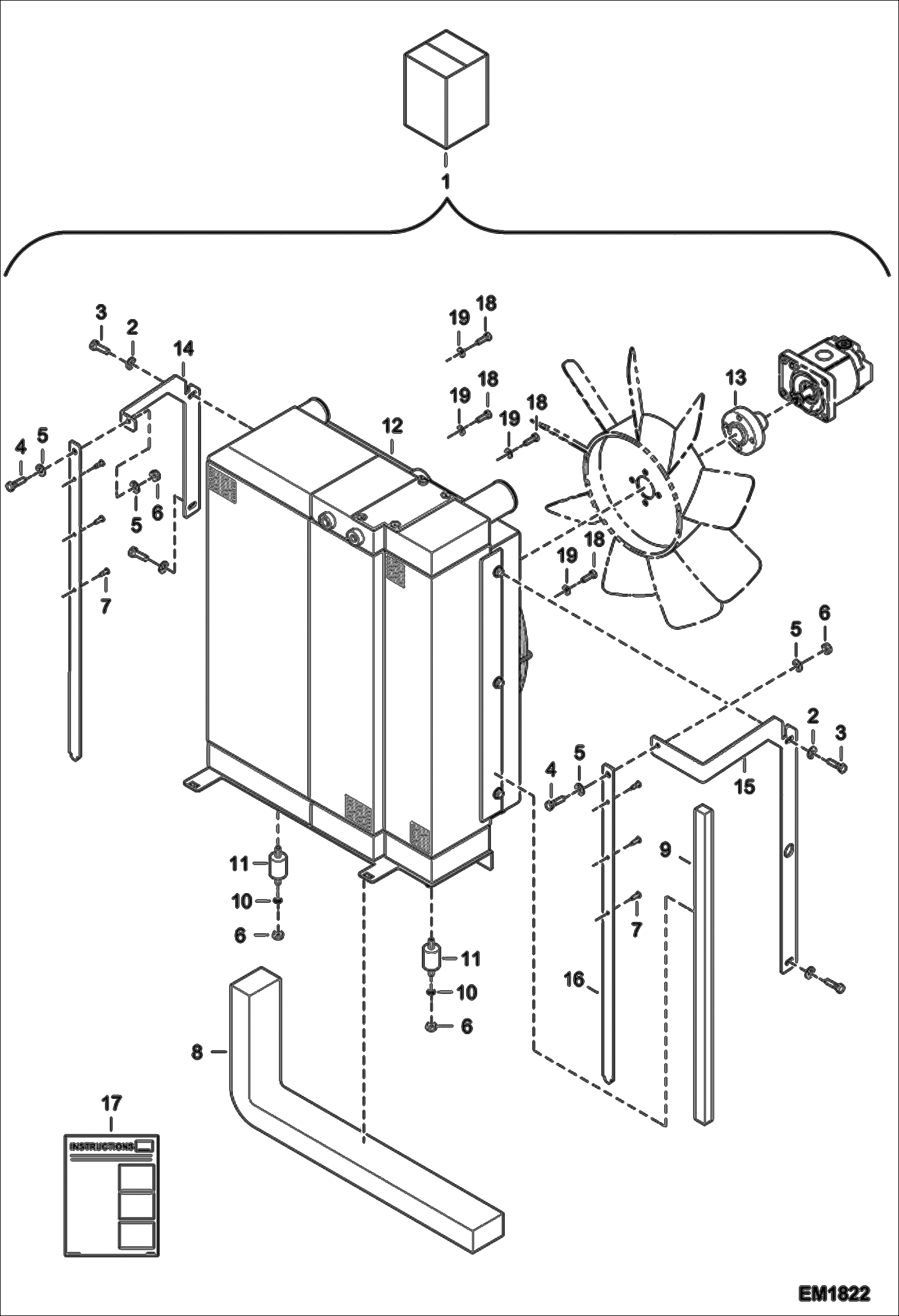 Схема запчастей Bobcat T3571L - EXTRA COOLING KIT (S/N A8HF12555 & Above, A8H612066 & Above) ACCESSORIES & OPTIONS