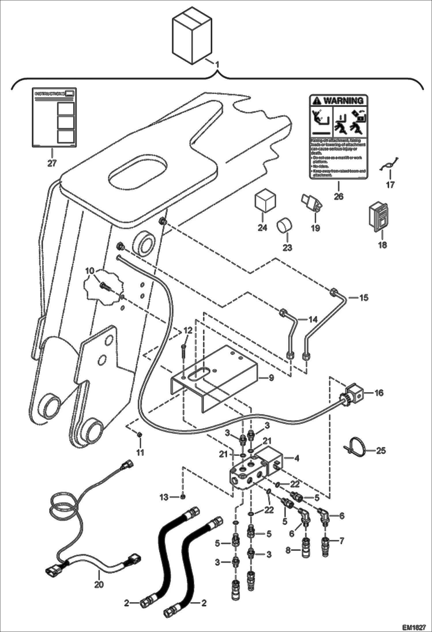 Схема запчастей Bobcat V723 - 2ND AUXILIARY HYDRAULICS KIT ACCESSORIES & OPTIONS