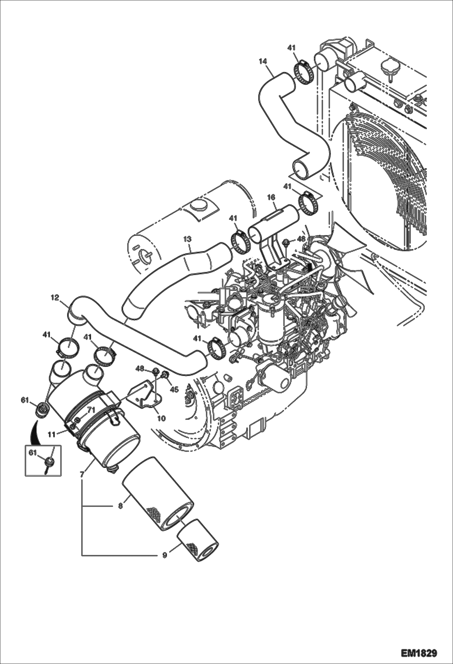 Схема запчастей Bobcat E60 - ENGINE & ATTACHING PARTS (Air Cleaner) POWER UNIT