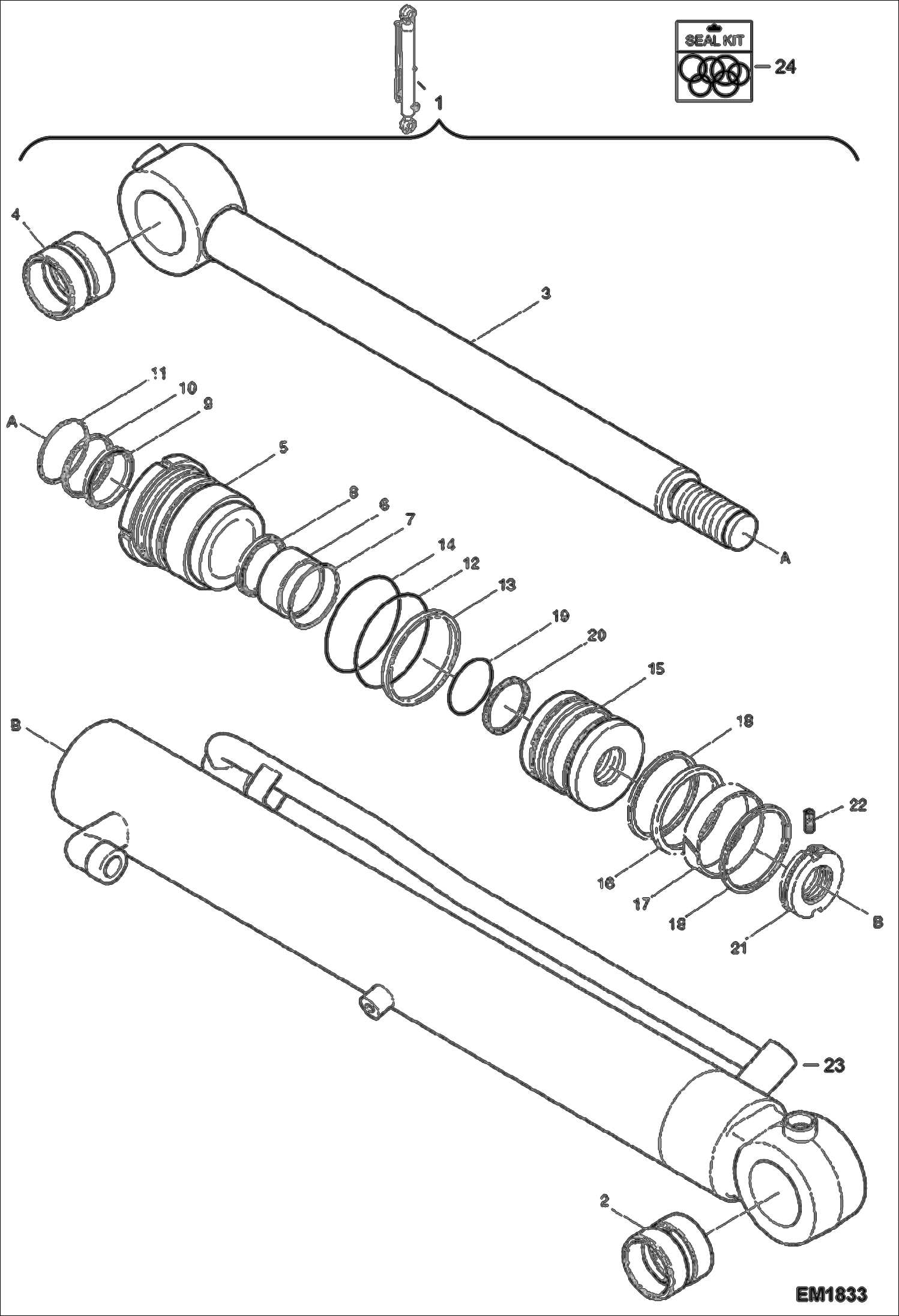 Схема запчастей Bobcat E60 - BUCKET CYLINDER HYDRAULIC SYSTEM