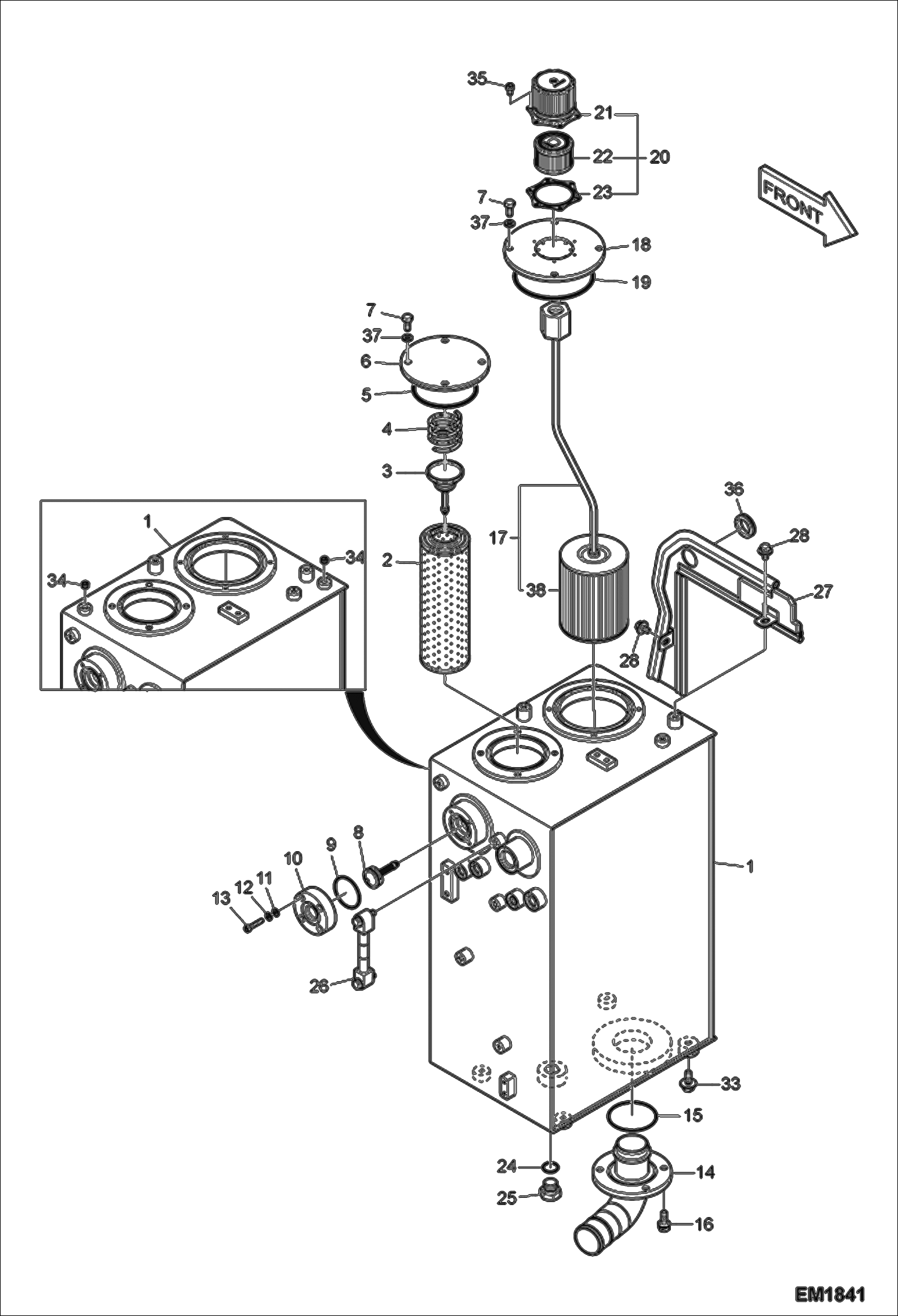 Схема запчастей Bobcat E60 - HYDRAULIC CIRCUITRY (Oil Tank) HYDRAULIC SYSTEM