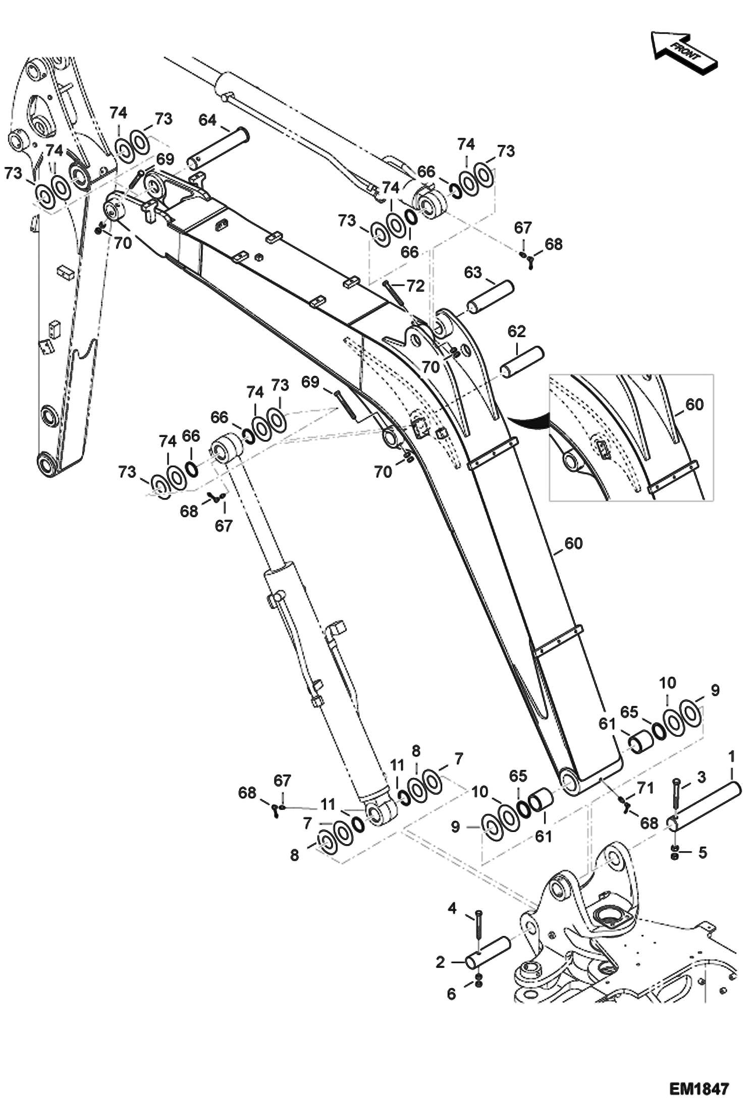 Схема запчастей Bobcat E60 - BOOM WORK EQUIPMENT