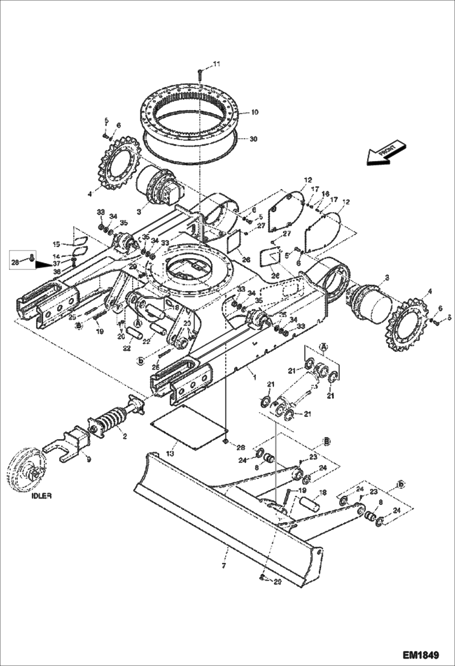 Схема запчастей Bobcat E60 - UNDERCARRIAGE UNDERCARRIAGE