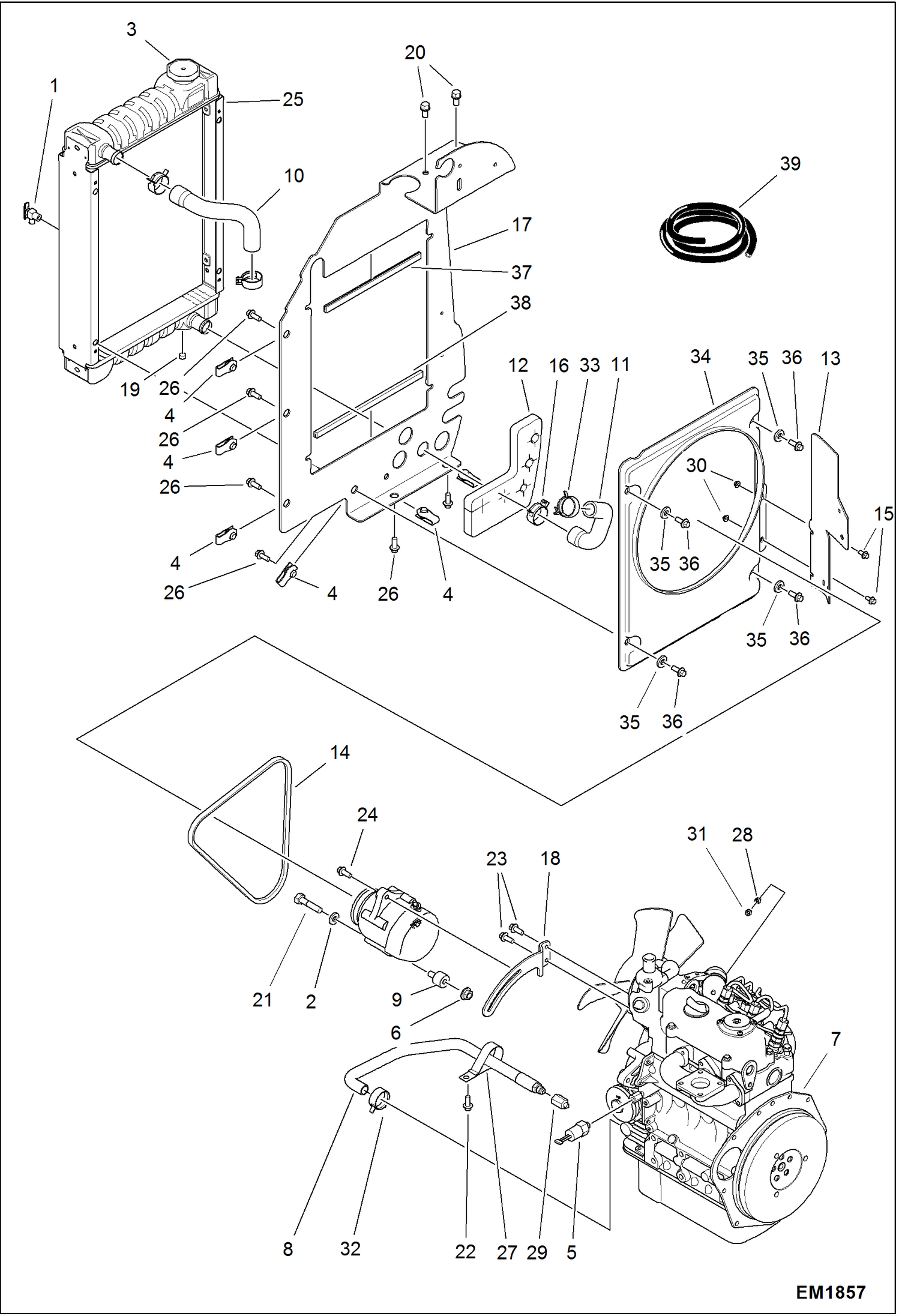 Схема запчастей Bobcat 319 - ENGINE & ATTACHING PARTS (Radiator Water Exchanger) POWER UNIT