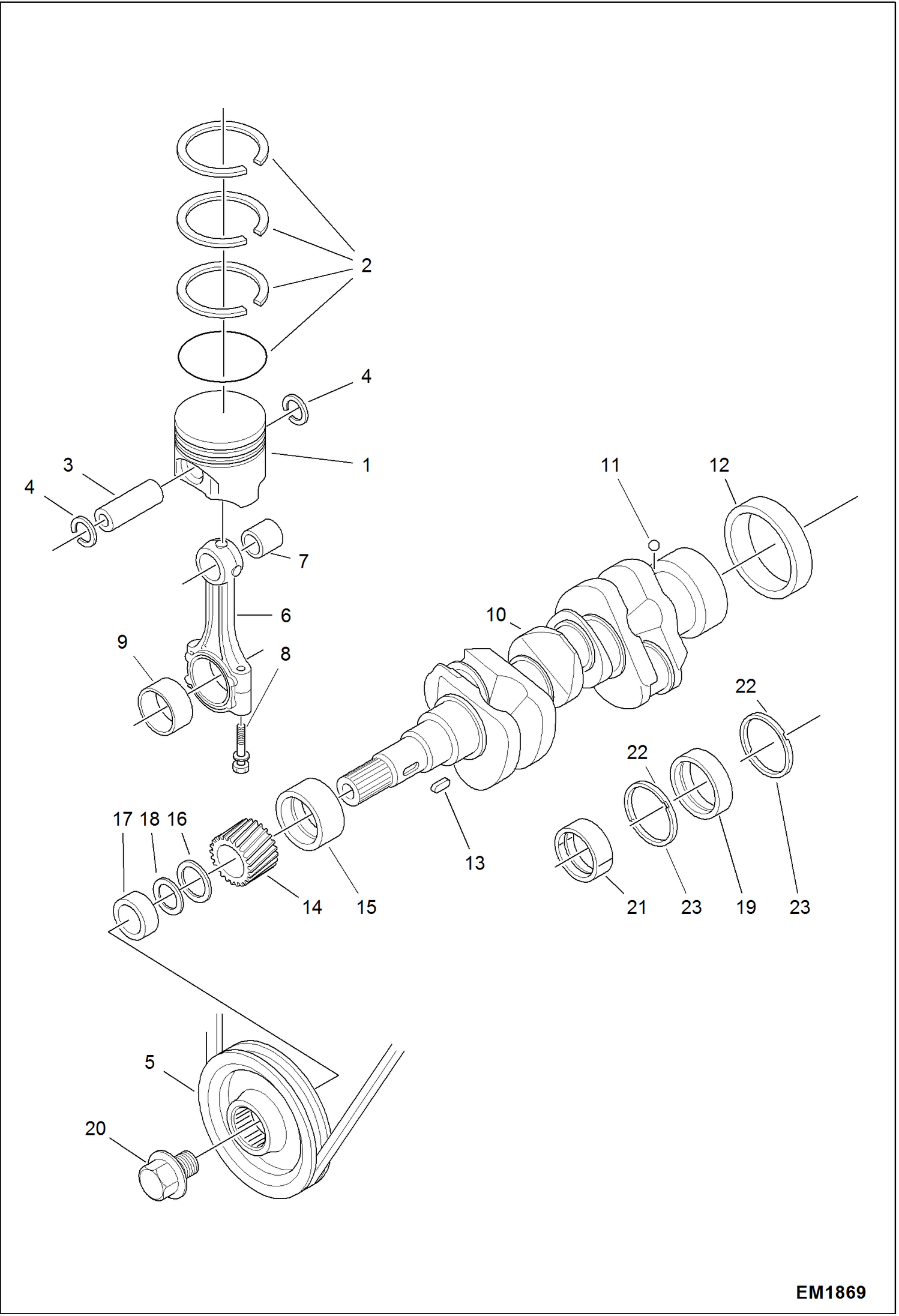 Схема запчастей Bobcat 319 - PISTON AND CRANKSHAFT POWER UNIT