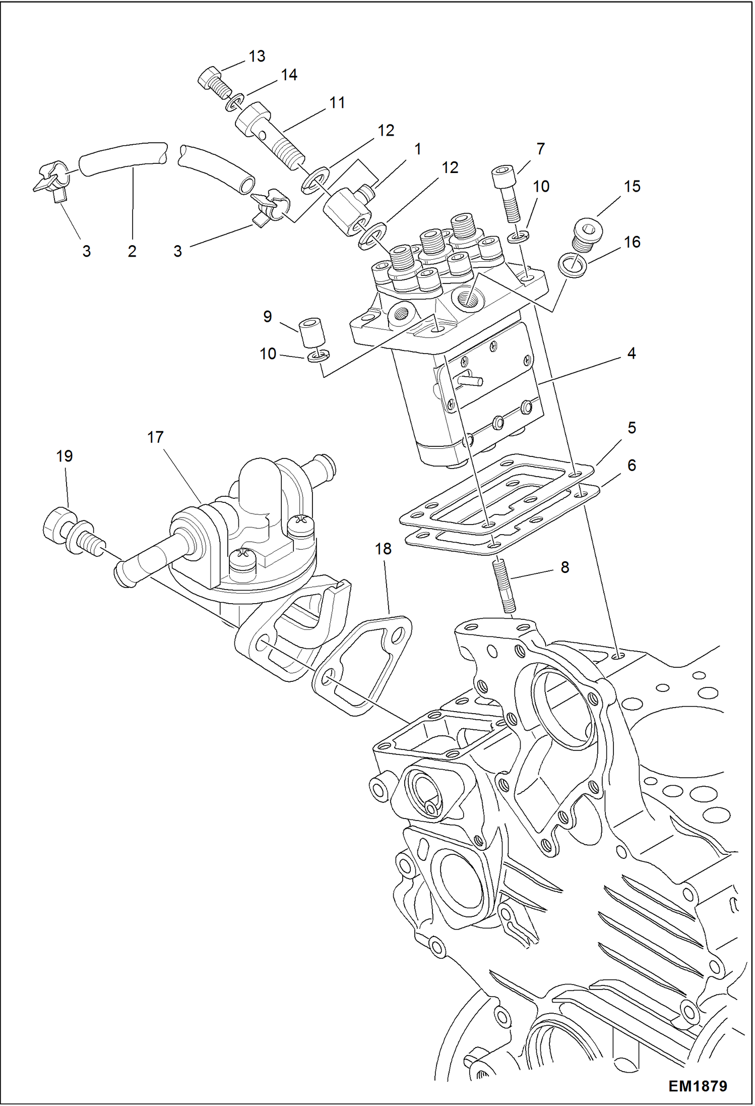 Схема запчастей Bobcat 319 - FUEL AND INJECTION PUMP POWER UNIT