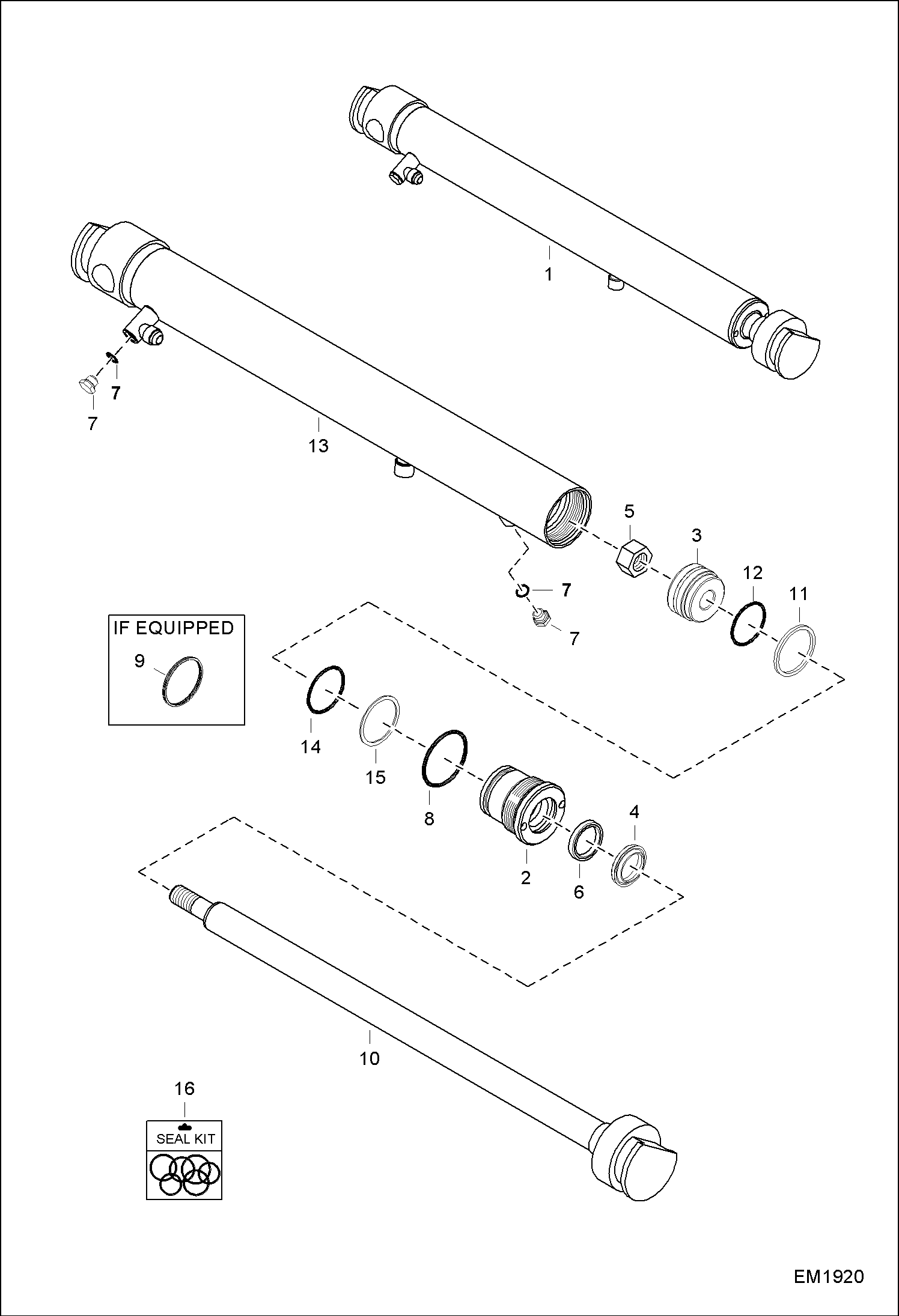 Схема запчастей Bobcat E16 - TRACK CYLINDER (Used W/ Expandable Undercarriage Option) ACCESSORIES & OPTIONS