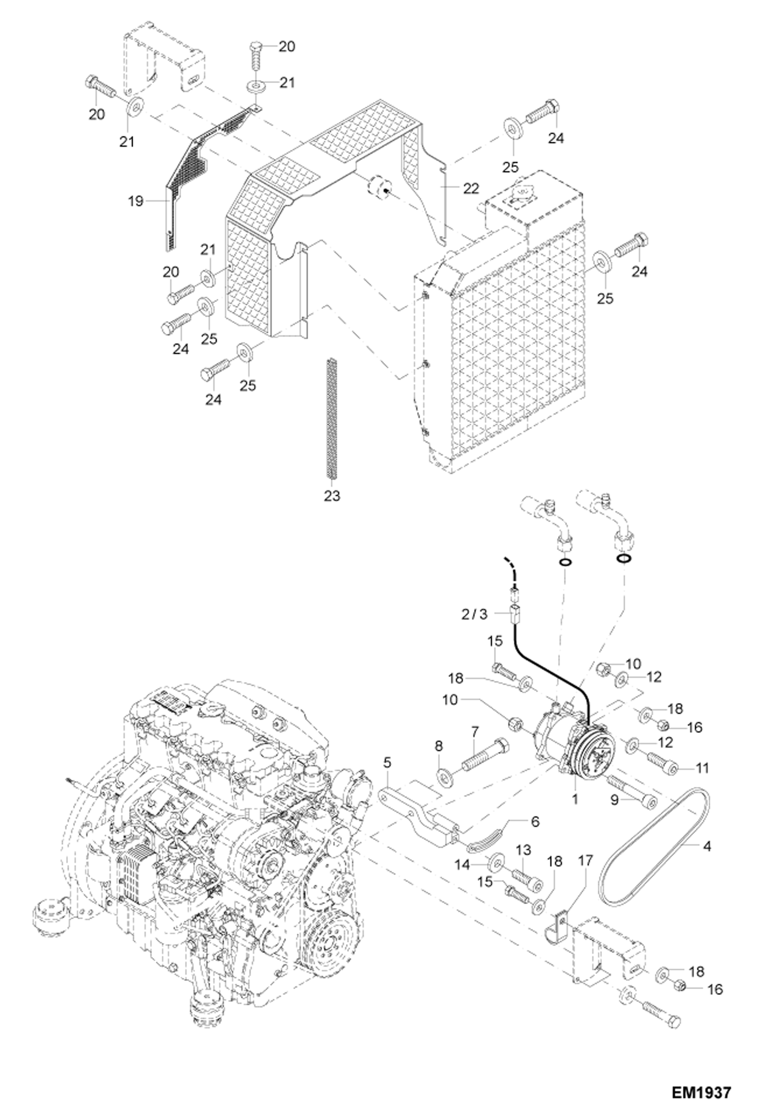 Схема запчастей Bobcat 442 - AIR CONDITIONER 2 (S/N ADBR11169 & Above, ADBS11169 & Above) ACCESSORIES & OPTIONS