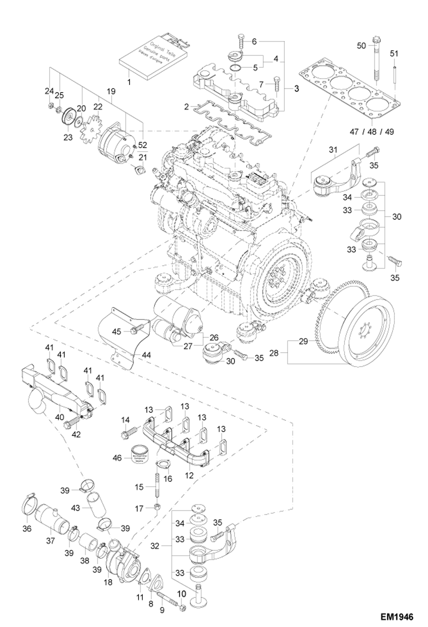 Схема запчастей Bobcat 442 - ENGINE PARTS II (S/N ADBR11169 & Above, ADBS11169 & Above) POWER UNIT