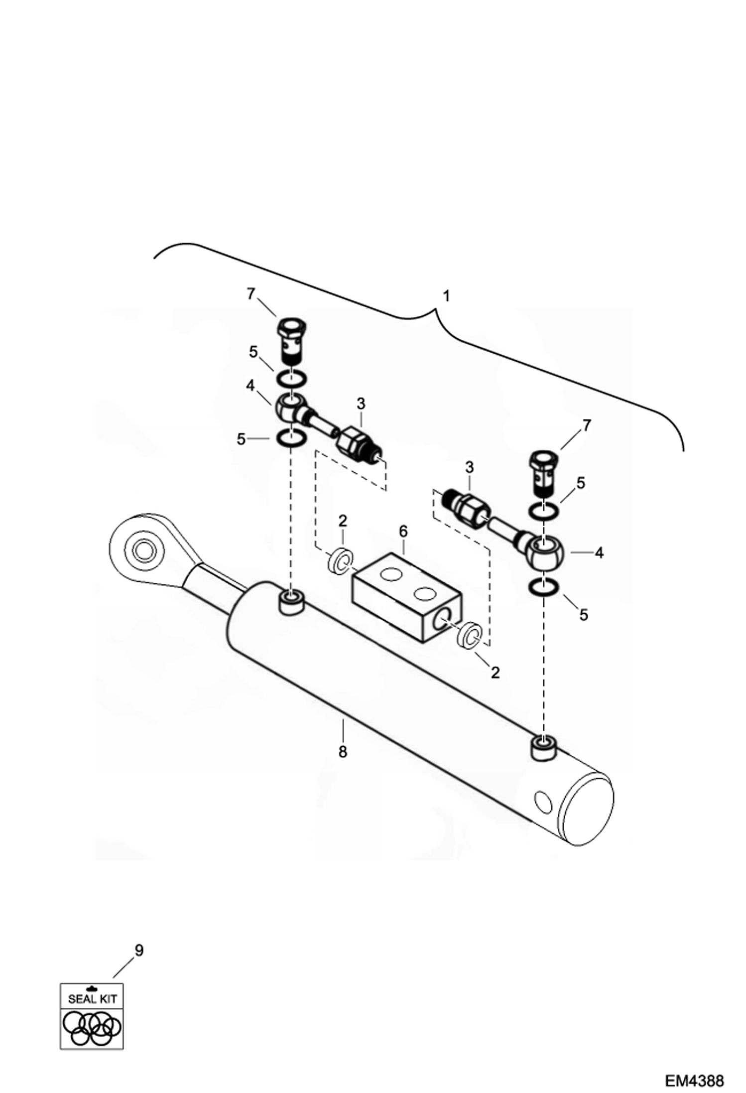 Схема запчастей Bobcat FORESTRY CUTTER - HYDRAULIC CYLINDER (AD8900101 - 00129) Loader FRC150 (EMEA Only)