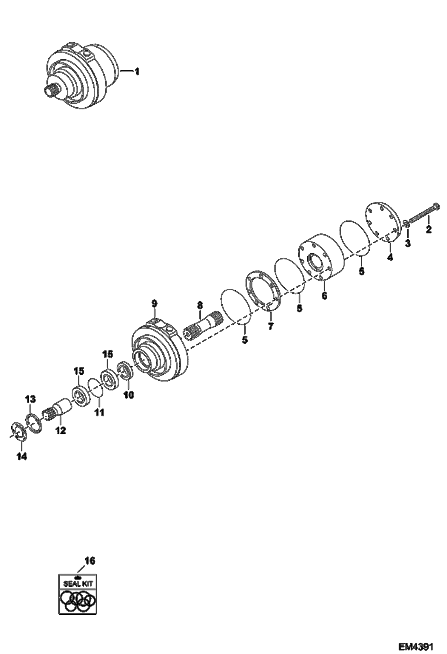 Схема запчастей Bobcat HOISTING WINCH - MOTOR TELESCOPIC - EMEA Only