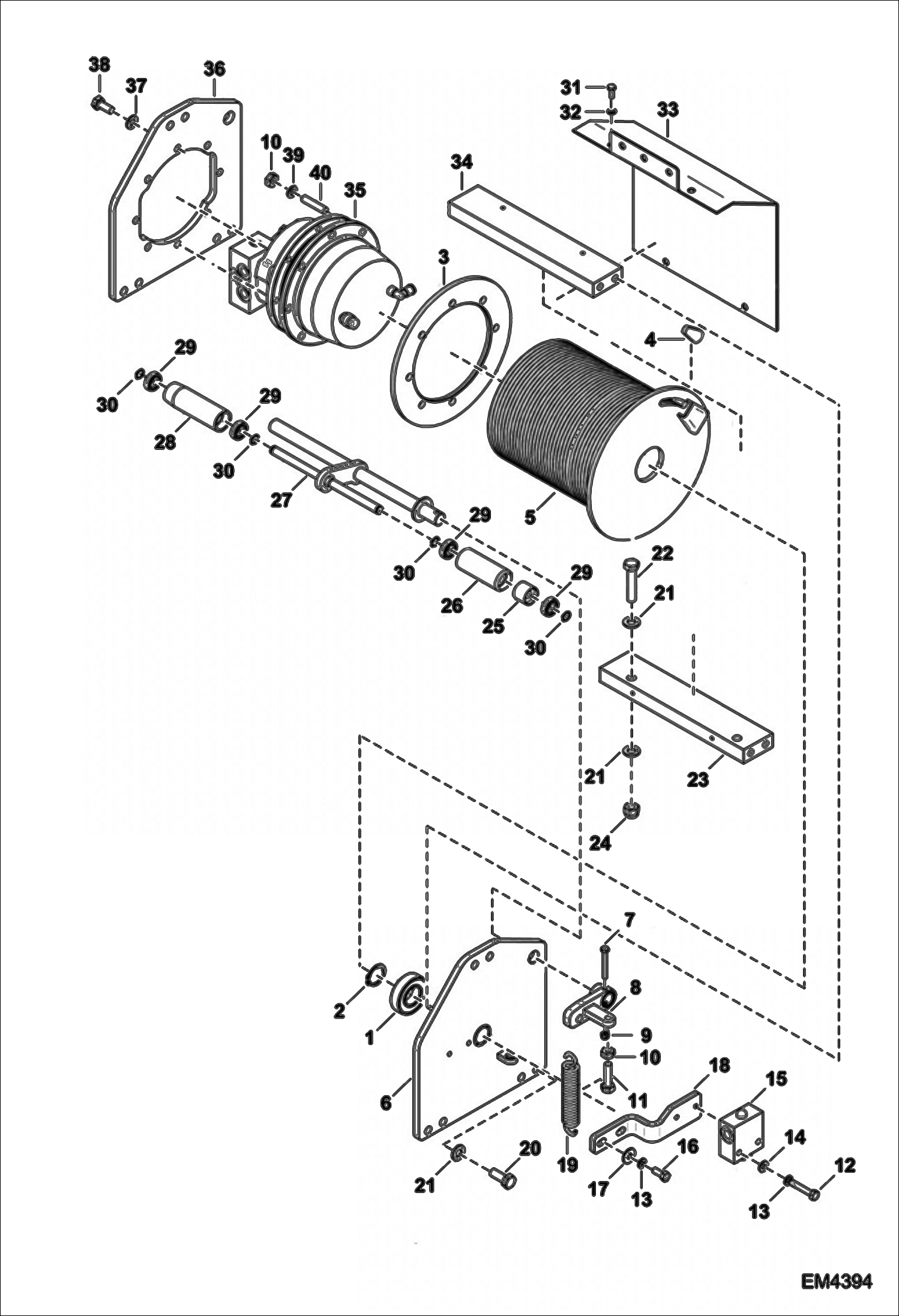 Схема запчастей Bobcat HOISTING WINCH - WINCH (ROPE DRUM) TELESCOPIC - EMEA Only