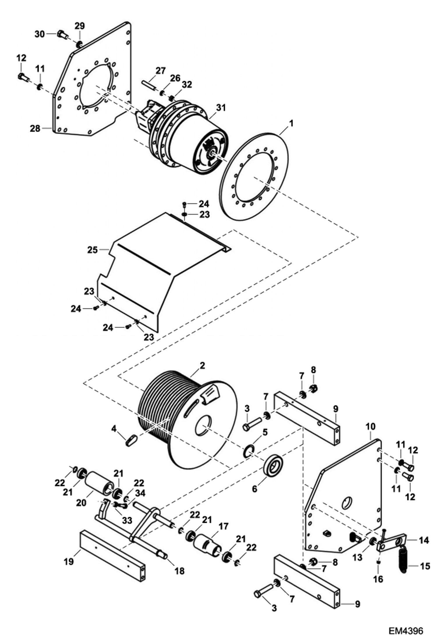 Схема запчастей Bobcat HOISTING WINCH - WINCH (ROPE DRUM) TELESCOPIC - EMEA Only