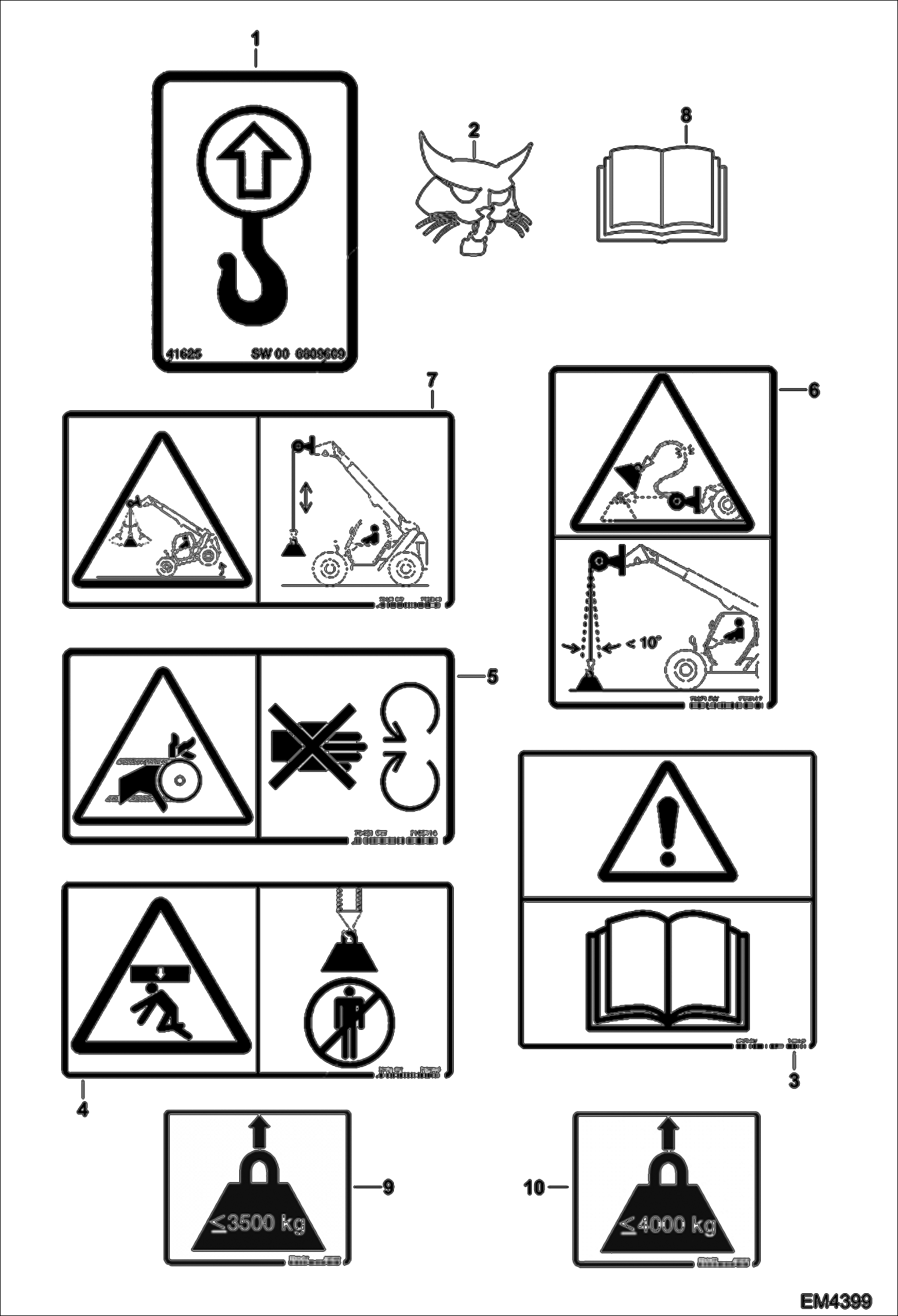 Схема запчастей Bobcat HOISTING WINCH - DECALS TELESCOPIC - EMEA Only