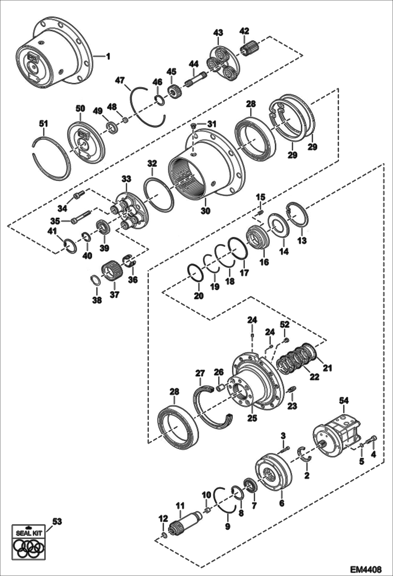 Схема запчастей Bobcat HOISTING WINCH - REDUCTOR TELESCOPIC - EMEA Only