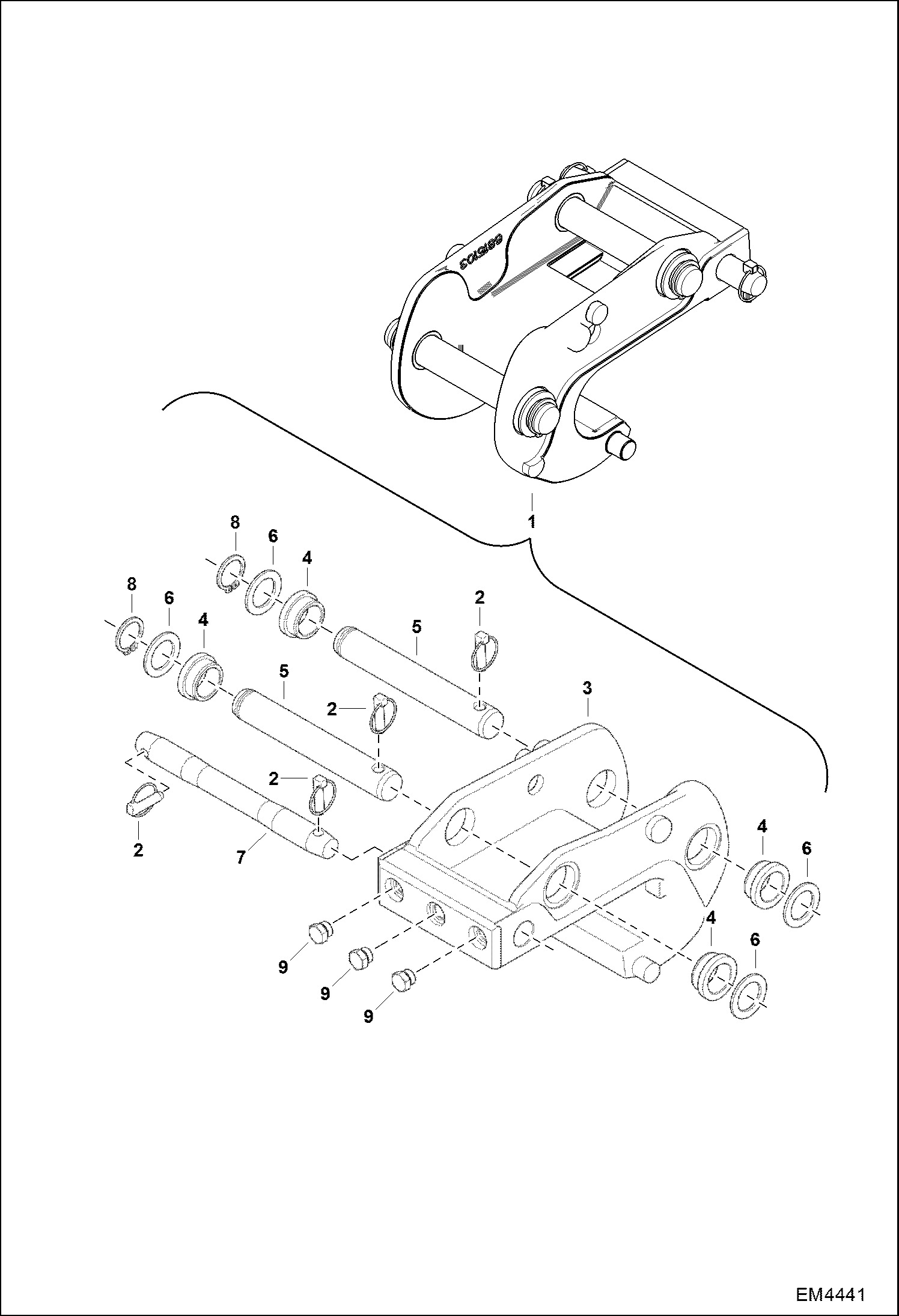 Схема запчастей Bobcat BACKHOE - INSTALL PIN-ON X-CHG (A2HH, A36S) BACKHOE